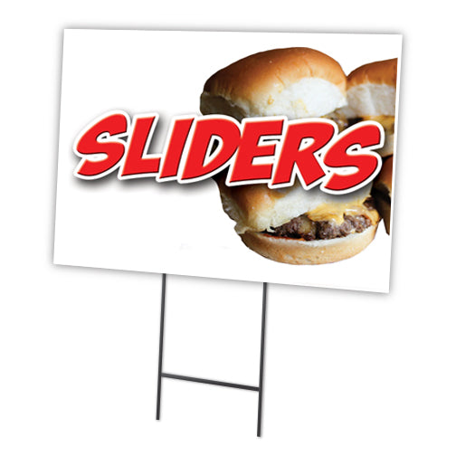 Sliders Mini Burger Yard Sign & Stake outdoor plastic coroplast window