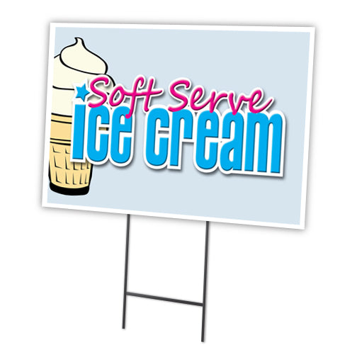 Soft Serve Vanilla Ice Yard Sign & Stake outdoor plastic coroplast window