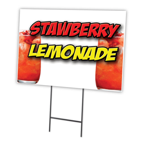 Strawberry Lemonade Yard Sign & Stake outdoor plastic coroplast window