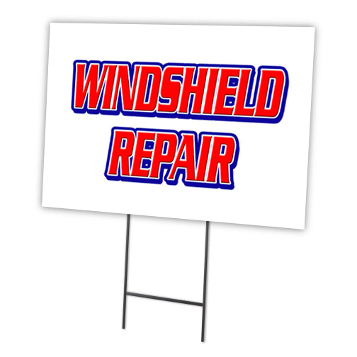 Windshield Repair Yard Sign & Stake outdoor plastic coroplast window