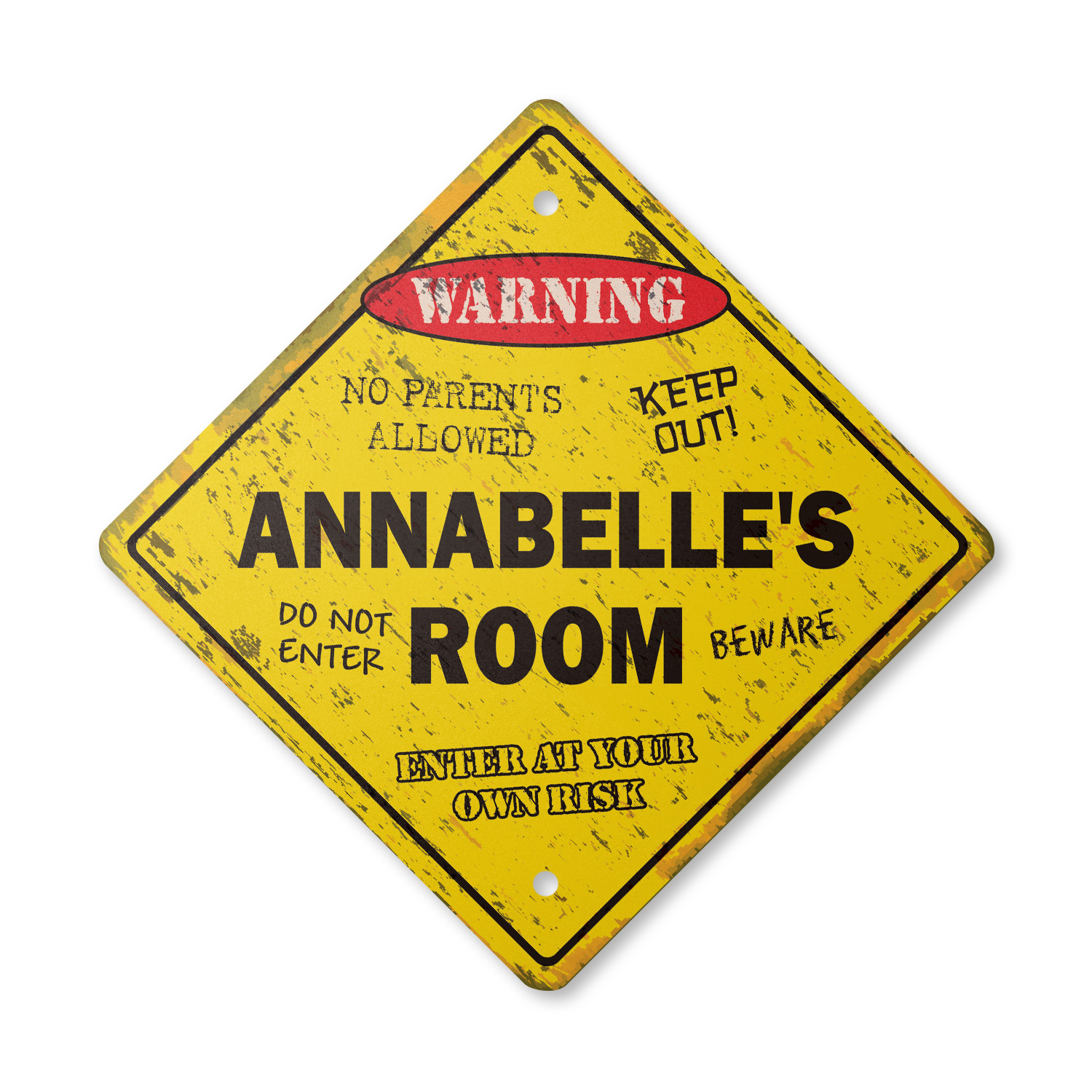 Annabelles Room Plastic Sign Vintage Crossing Xing kids bedroom