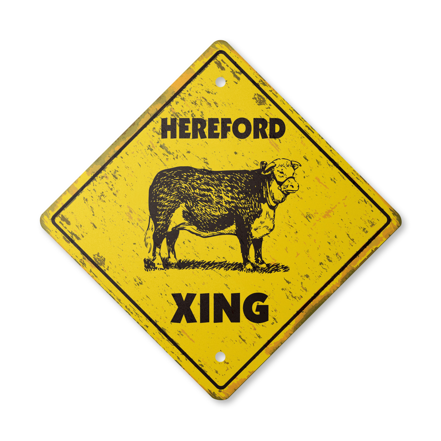 Hereford Vintage Crossing Sign Xing Plastic Rustic cow cattle