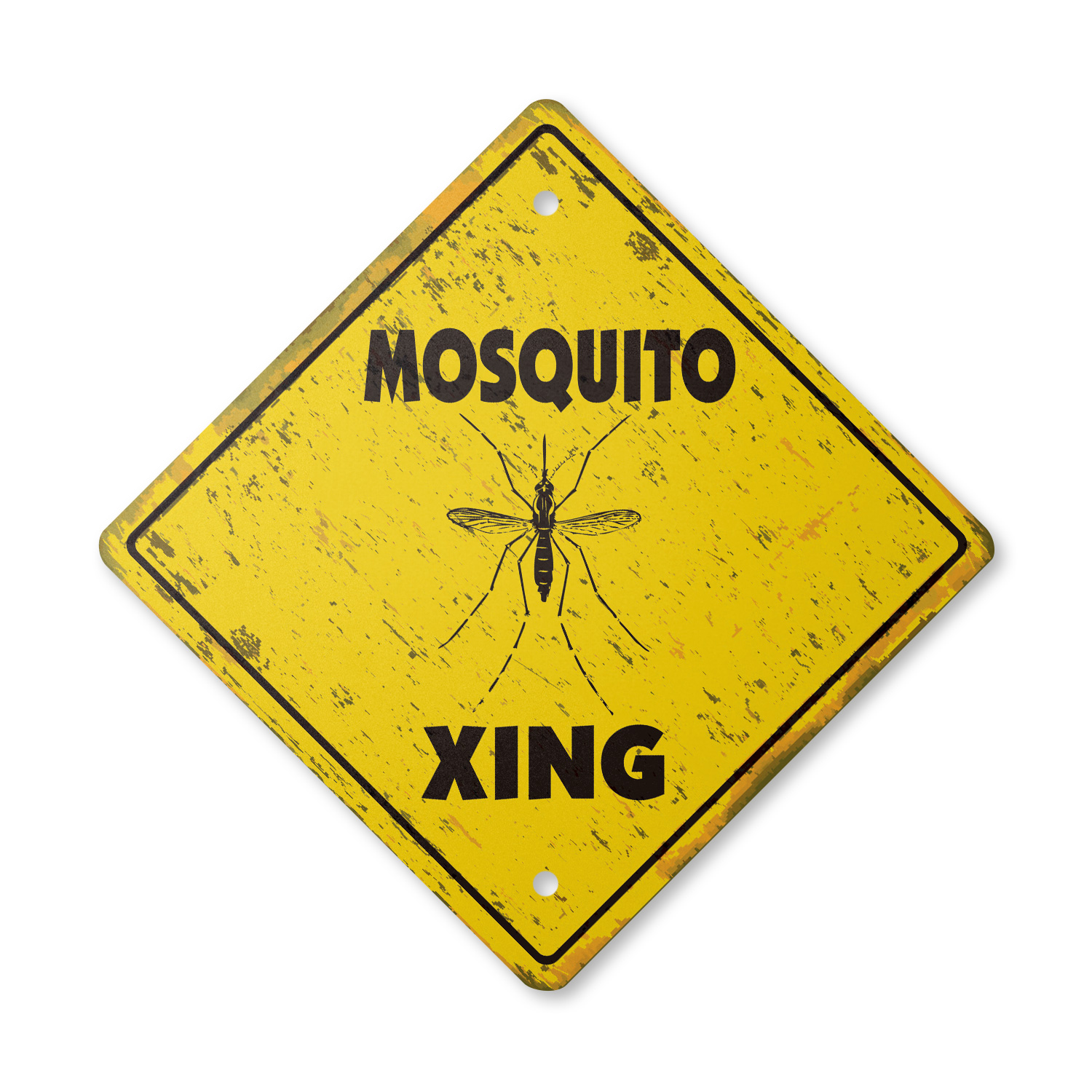 サインポール Mosquito Vintage Crossing Sign Xing Plastic Rustic insect