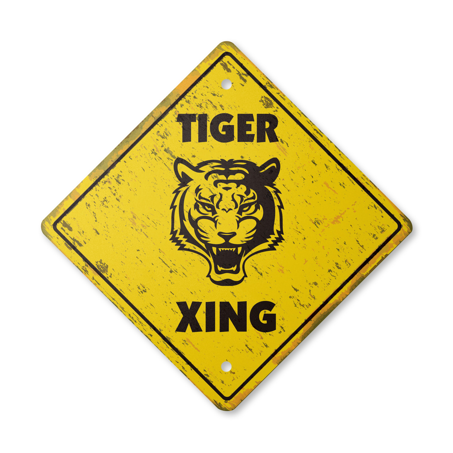 Tiger Vintage Crossing Sign Zone Xing animals gag funny hunter