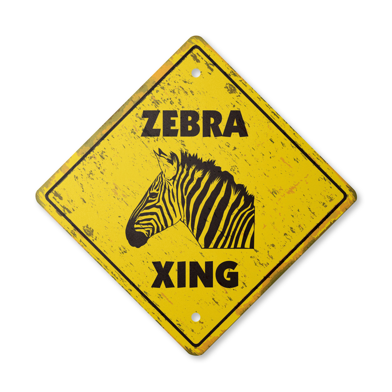 Zebra Vintage Crossing Sign Zone Xing new african zoo animal