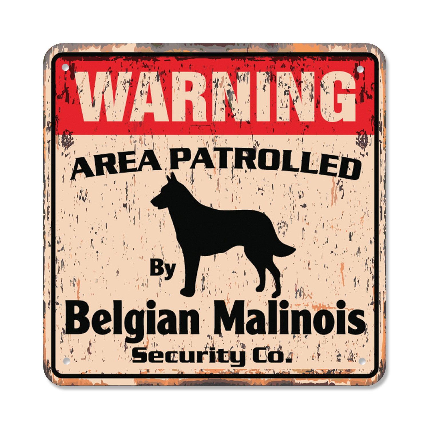 BELGIAN MALINOIS Vintage Security Plastic Sign Area Patrolled by dog pet warning