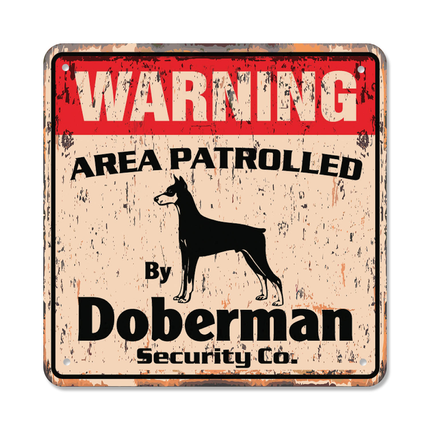DOBERMAN Vintage Security Plastic Sign Area Patrolled pet dog guard owner veteri
