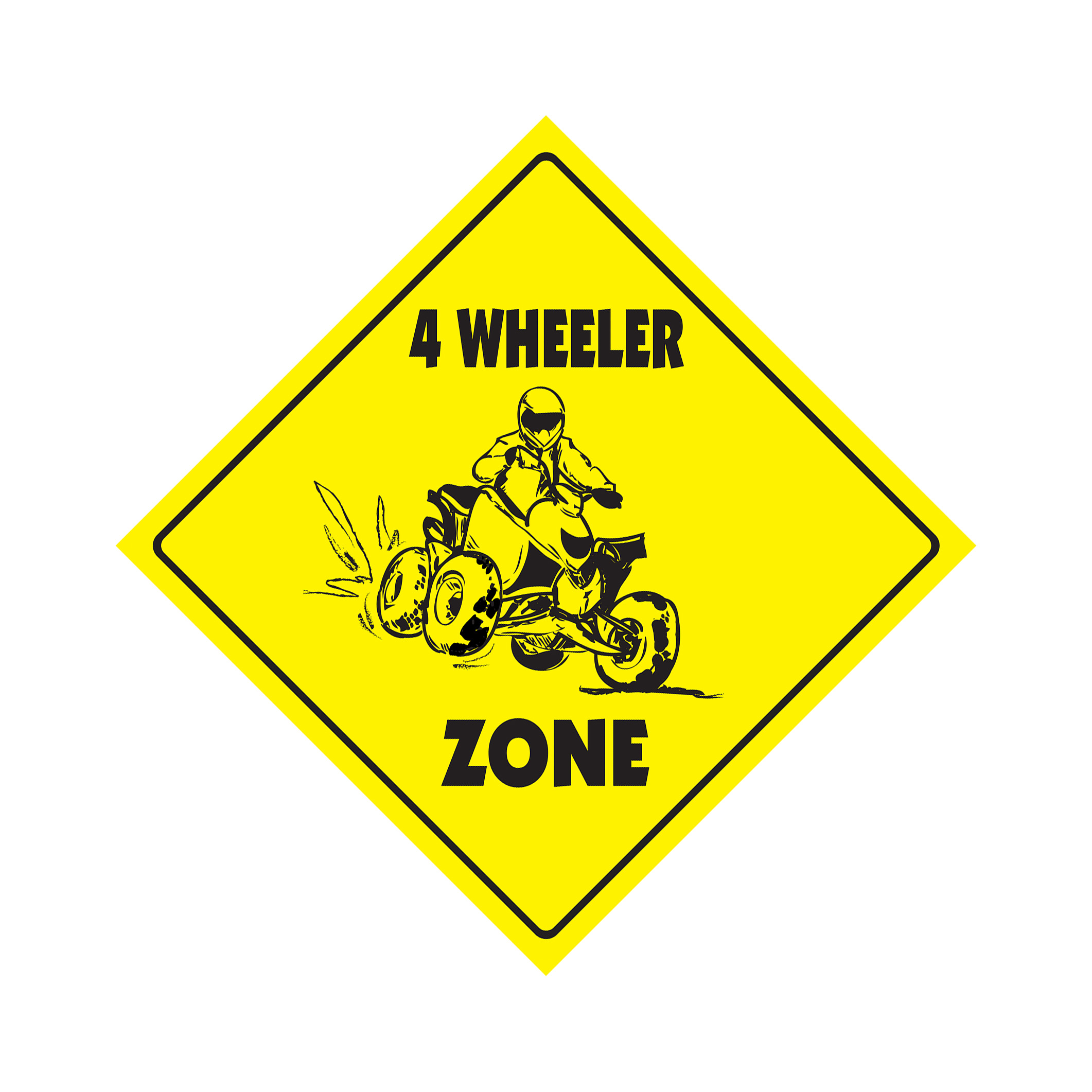 4 Wheeler Crossing Plastic Sign Decal Zone Xing monster truck mud ATV wheeling a