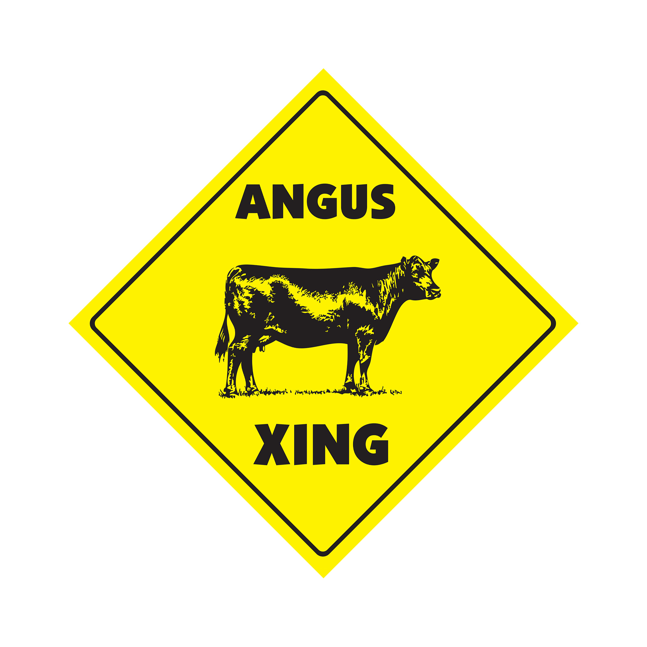 Angus Crossing Plastic Sign Decal Zone Xing cattle cow steer beef steak meat