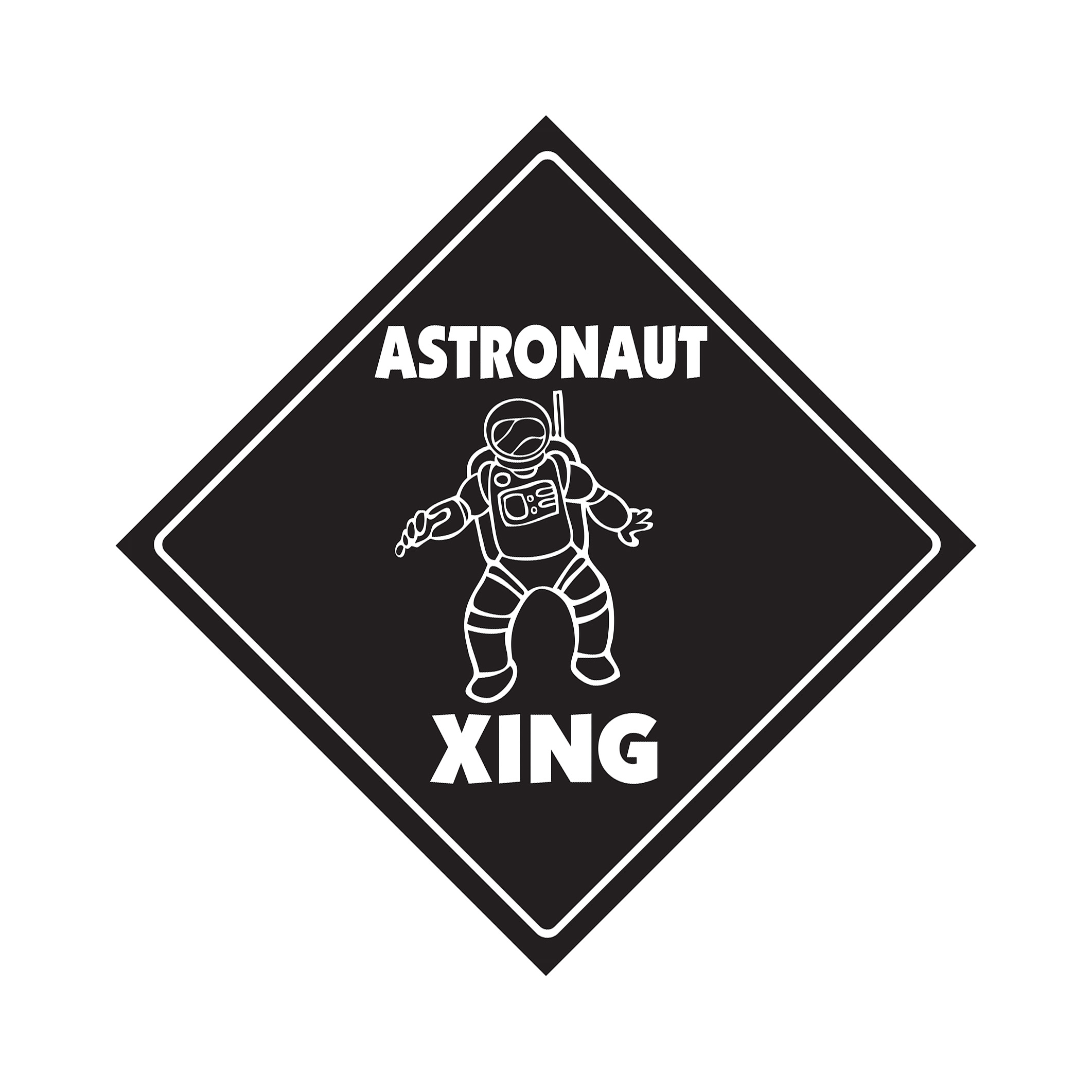 Astronaut Crossing Plastic Sign Decal Zone Xing Tall space mars nasa astronomy