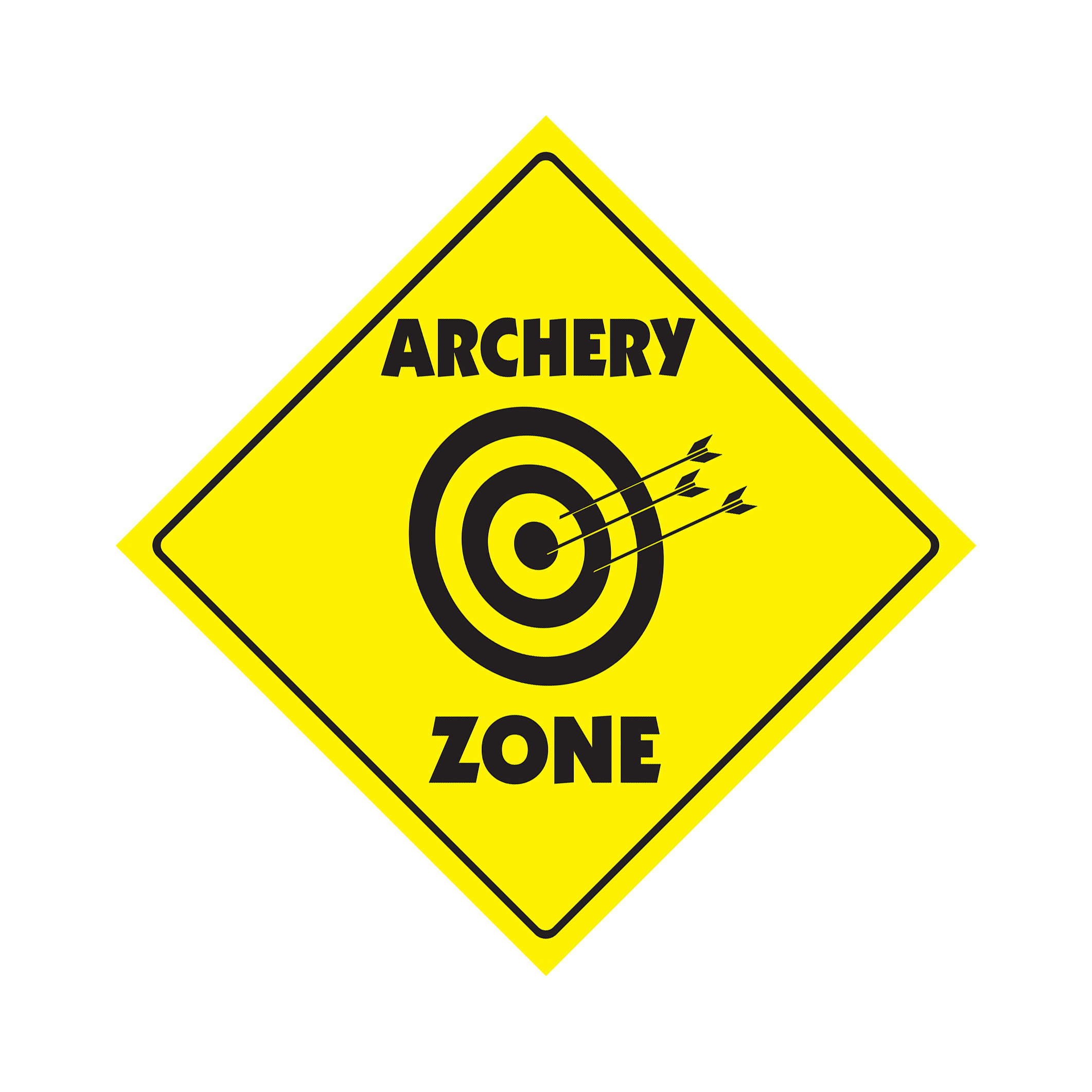 Archery Crossing Plastic Sign Decal Zone Xing caution bow arrow target shooting