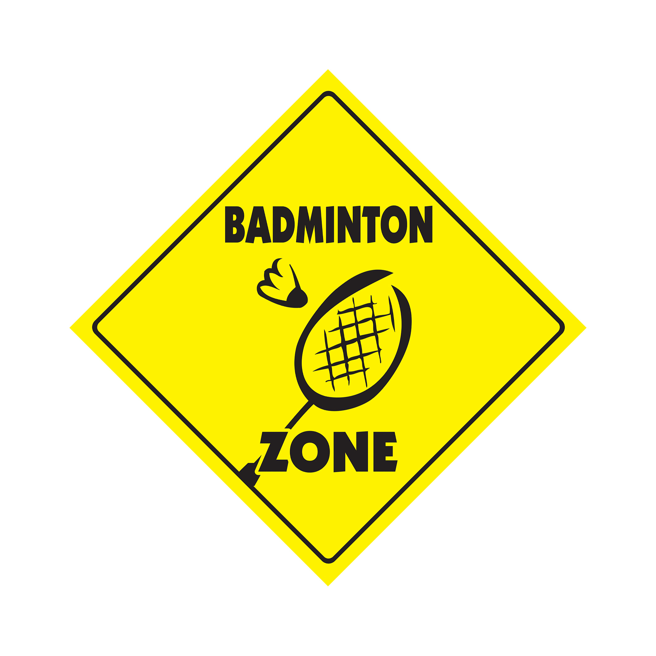 Badminton Crossing Plastic Sign Decal Zone Xing sport game shuttlecock racquet n