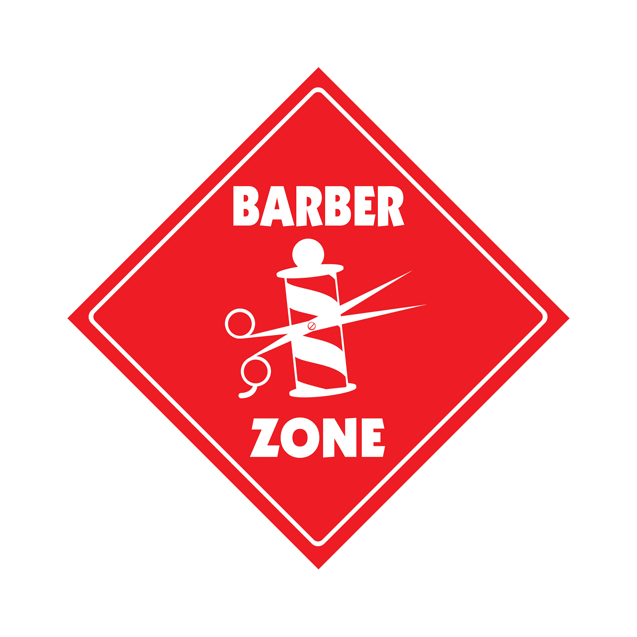 Barber Crossing Plastic Sign Decal Zone Xing trim hair cut shave barber shop fad