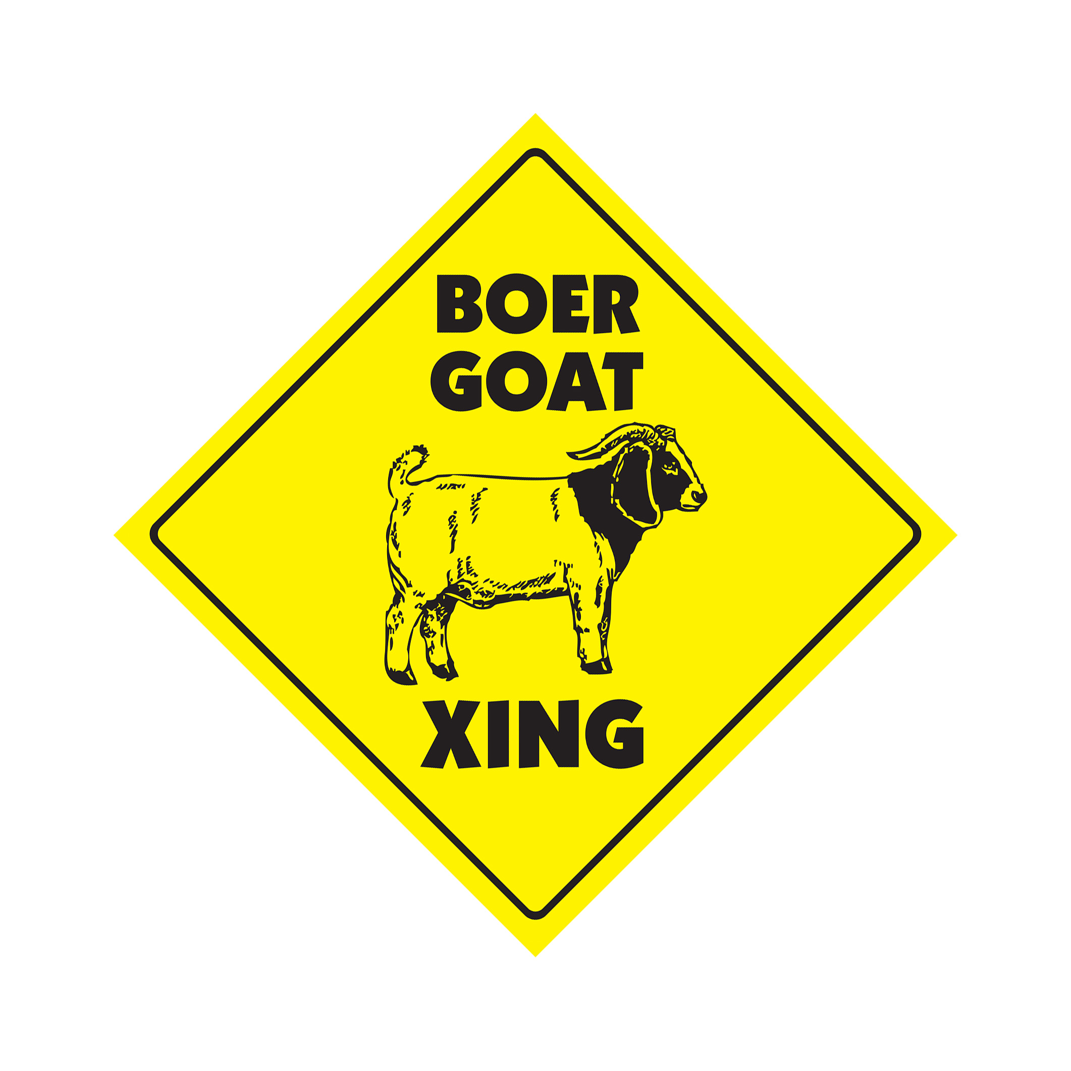 Boar Goat Crossing Plastic Sign Decal Zone Xing milk milking moutain billy eat