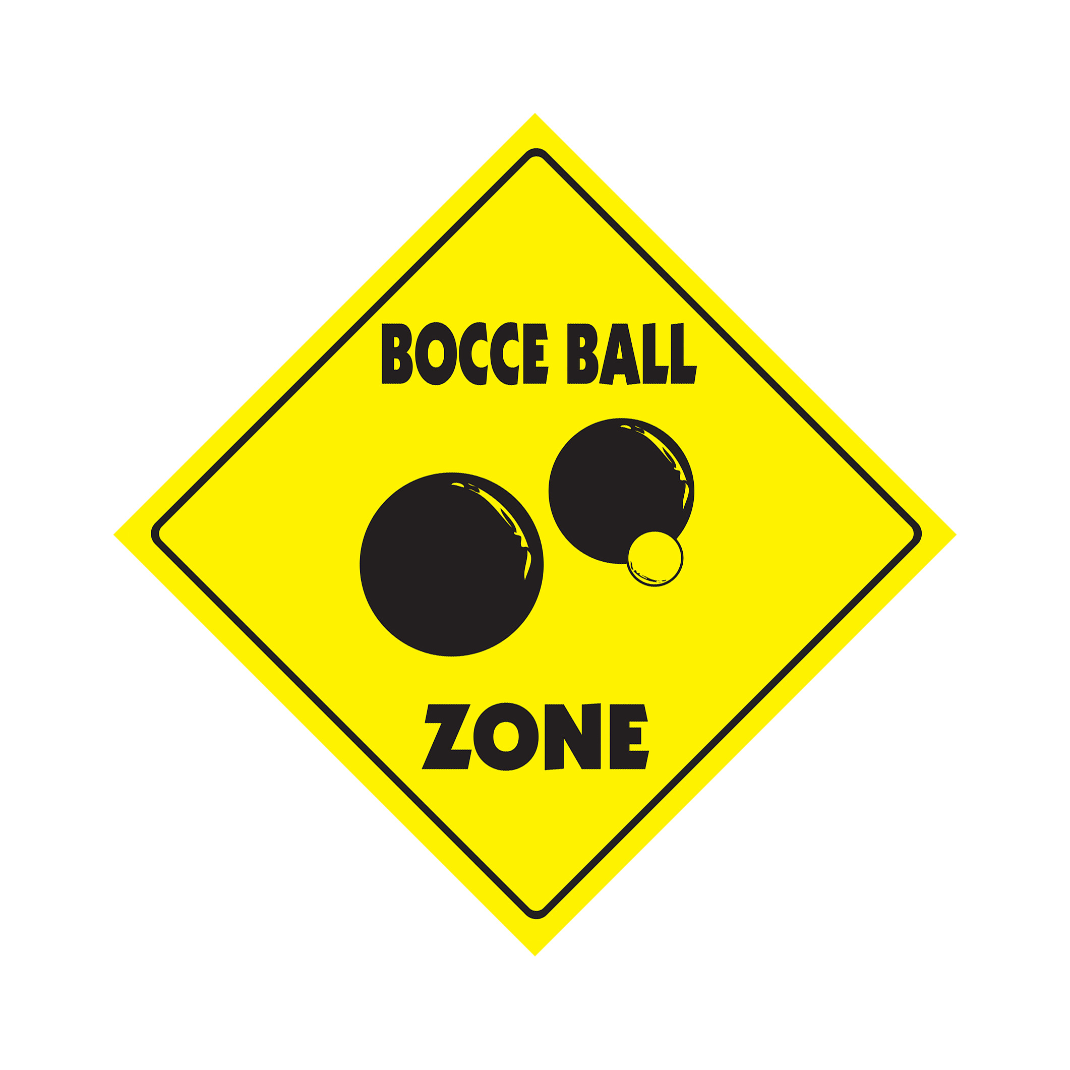 Bocce Crossing Plastic Sign Decal Zone Xing set balls italy team game player pla