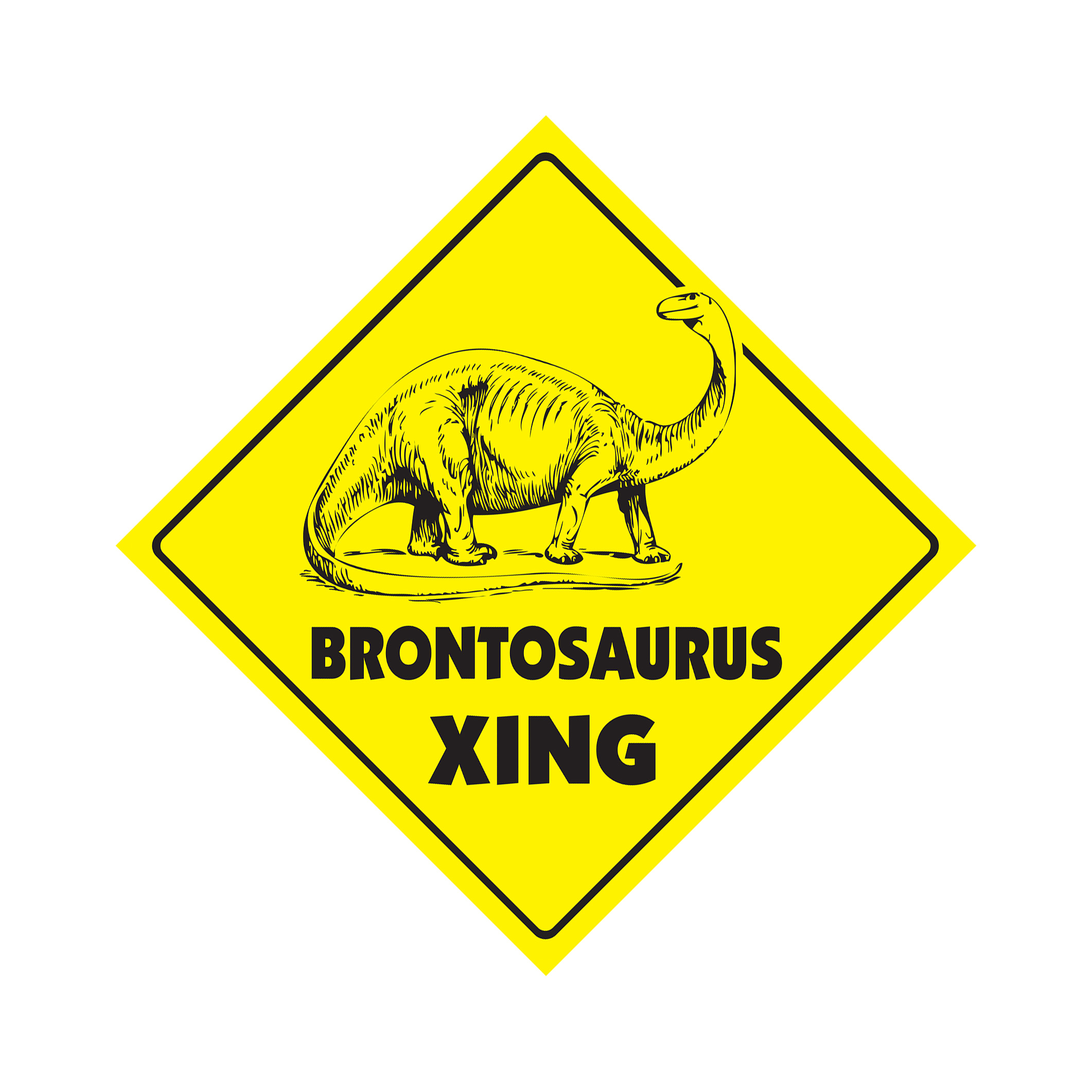 Brontosaurus Crossing Plastic Sign Decal Zone Xing dinosaur prehistoric trex bur