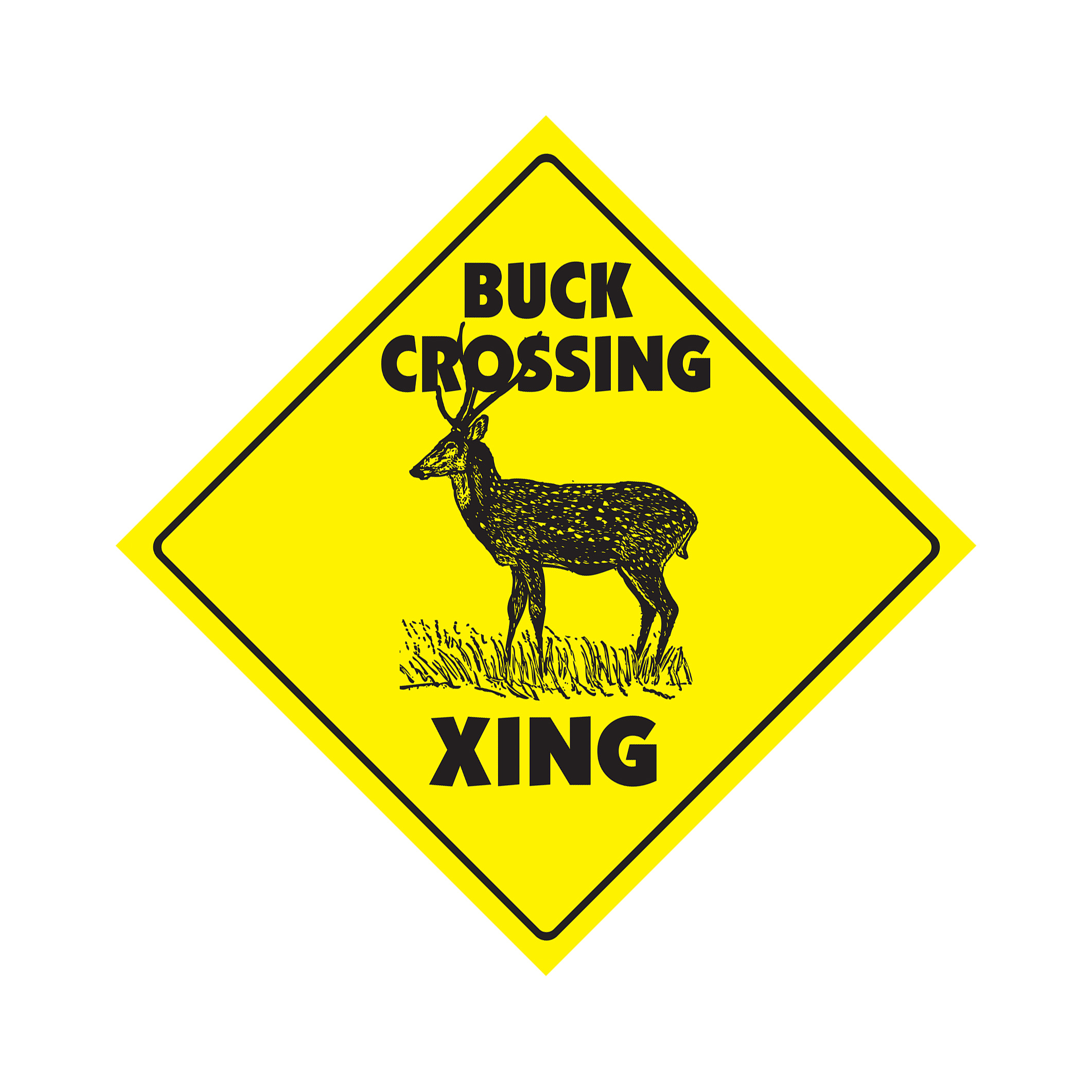 Buck Crossing Plastic Sign Decal Zone Xing deer hunter shoot feeder bow stand sc