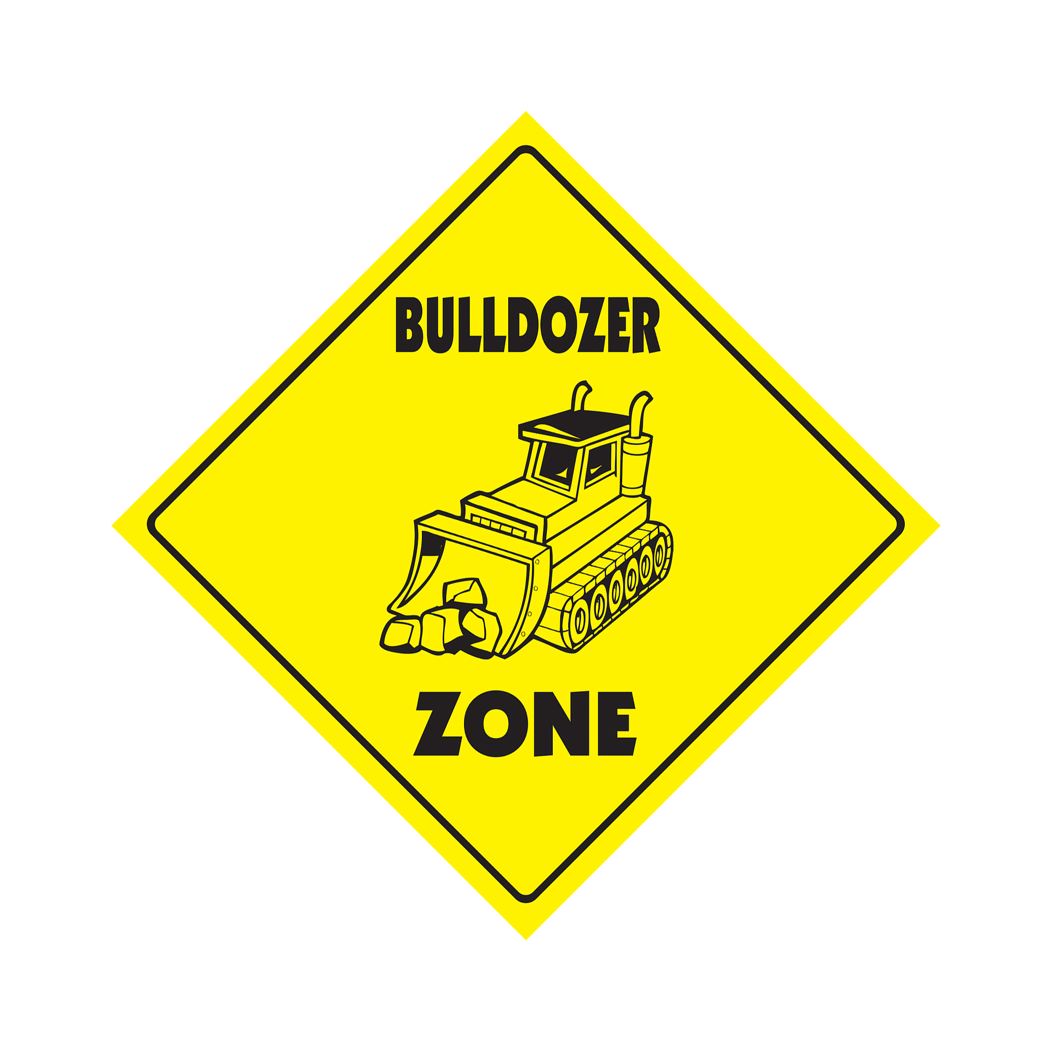 Bulldozer Crossing Plastic Sign Decal Zone Xing construction road work heavy dut