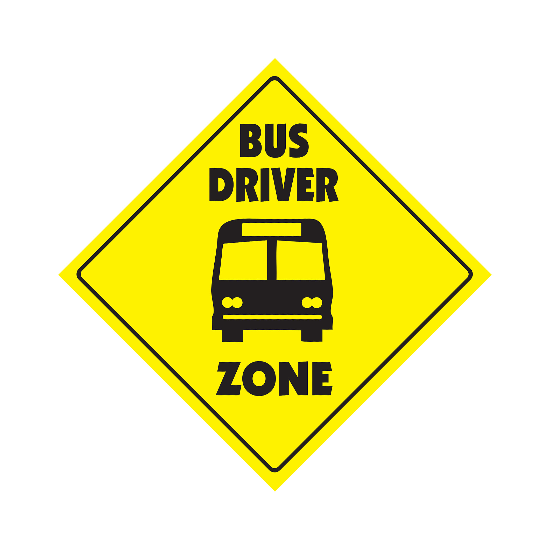Bus Driver Crossing Plastic Sign Decal Zone Xing stop kids school yellow driving
