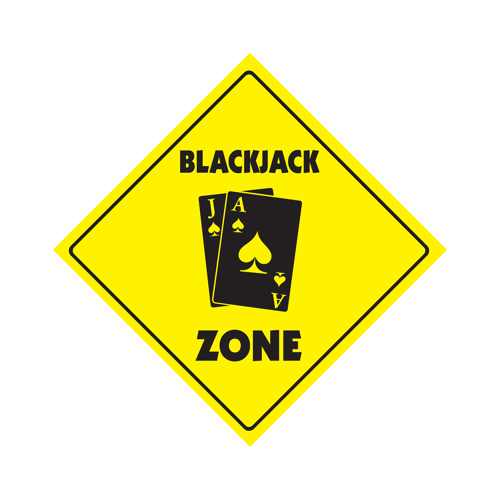 Blackjack Crossing Plastic Sign Decal Xing casino game card room gambling 21 gam