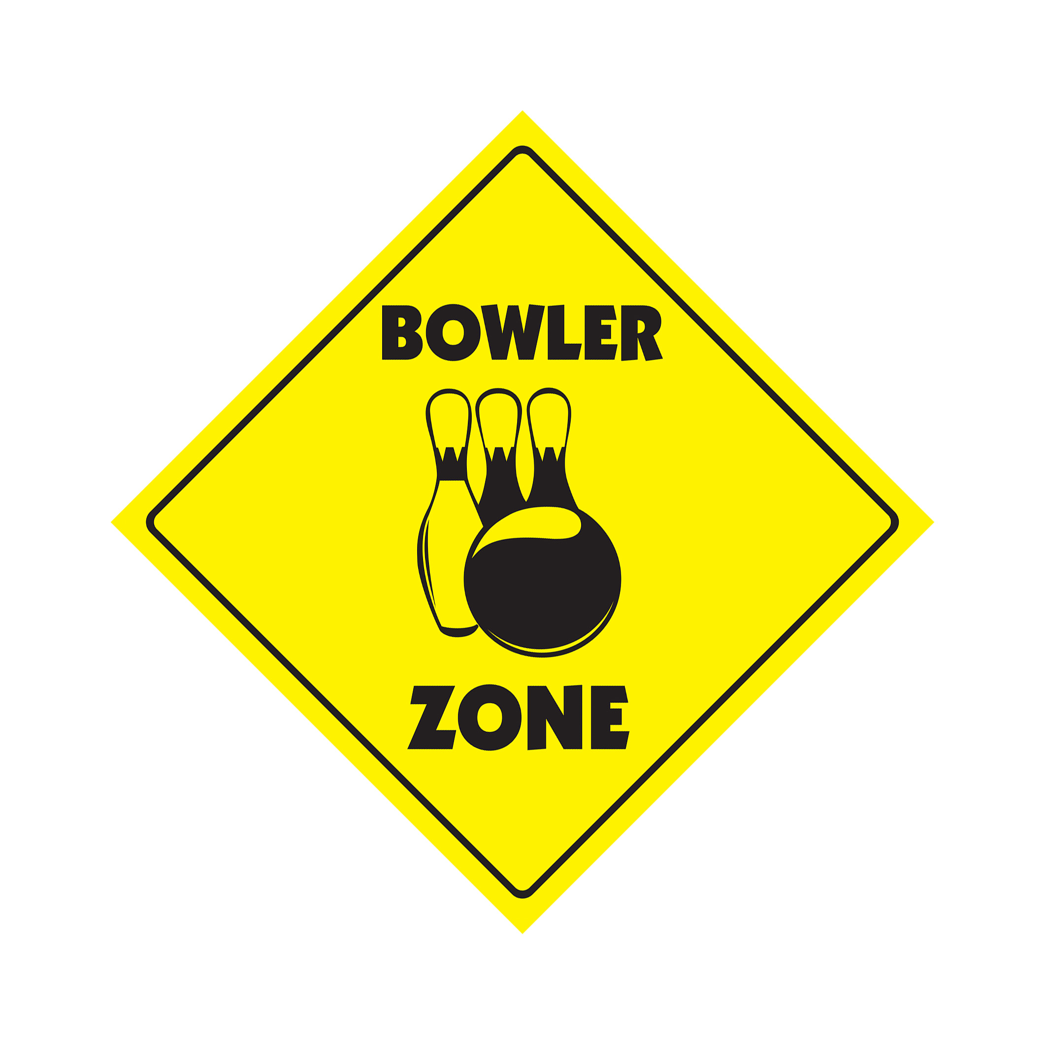 Bowler Crossing Plastic Sign Decal Zone Xing new bowling ball shoes bag team tro