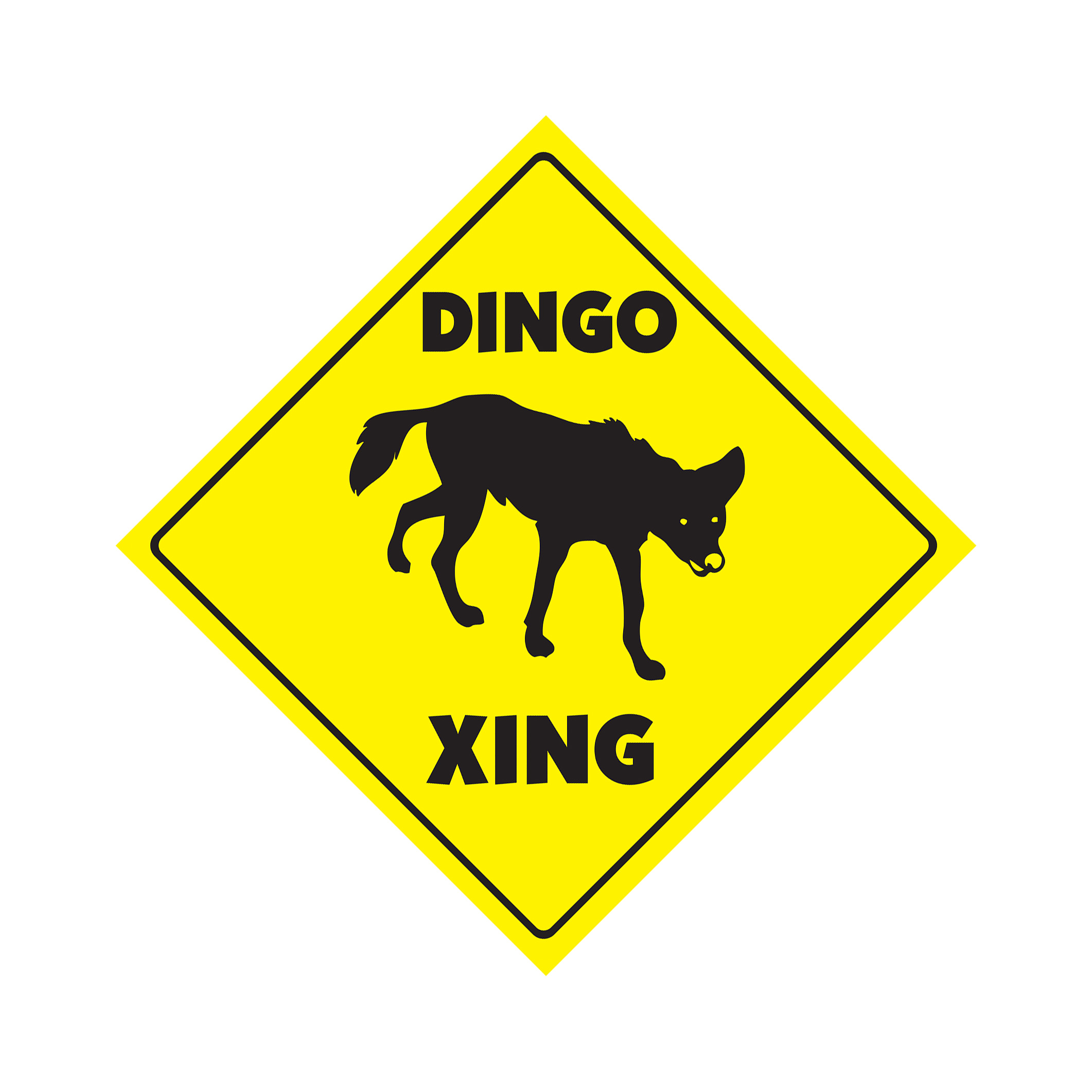 Dingo Crossing Plastic Sign Decal Zone Xing Indoor Outdoor Tall australia outbac