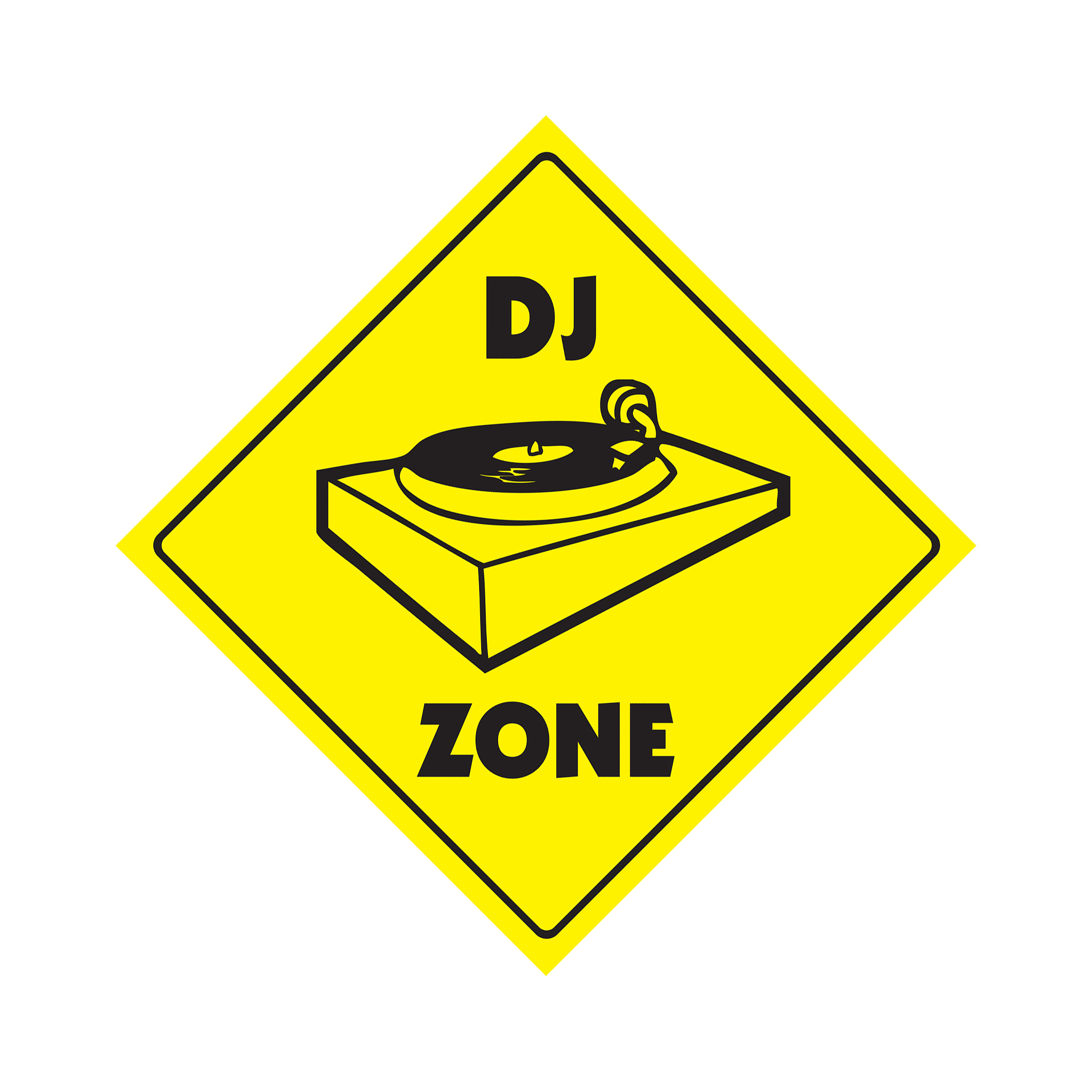 Dj Crossing Plastic Sign Decal Zone Xing turntables gear lighting mixer music di