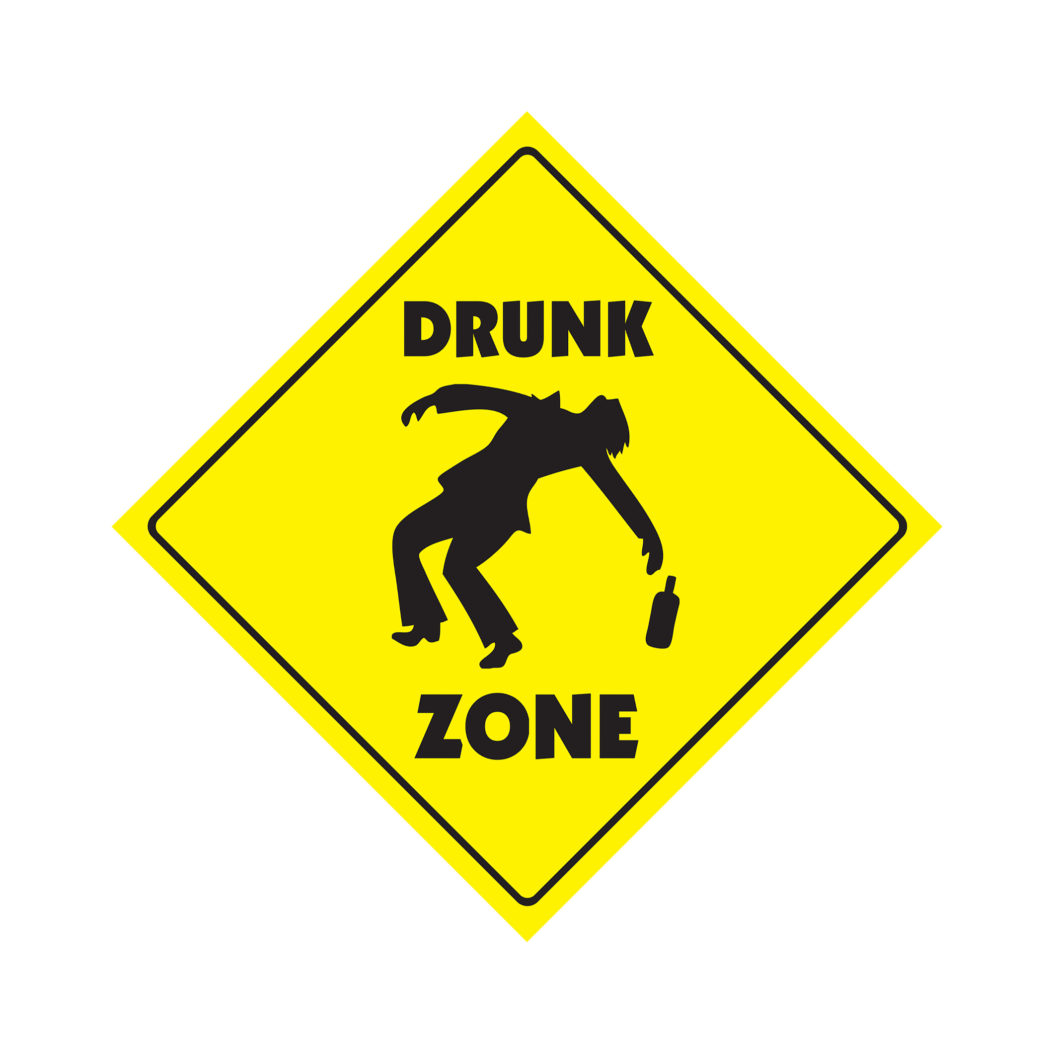 Drunk Crossing Plastic Sign Decal Zone Xing drinker beer boozer happy hour barma