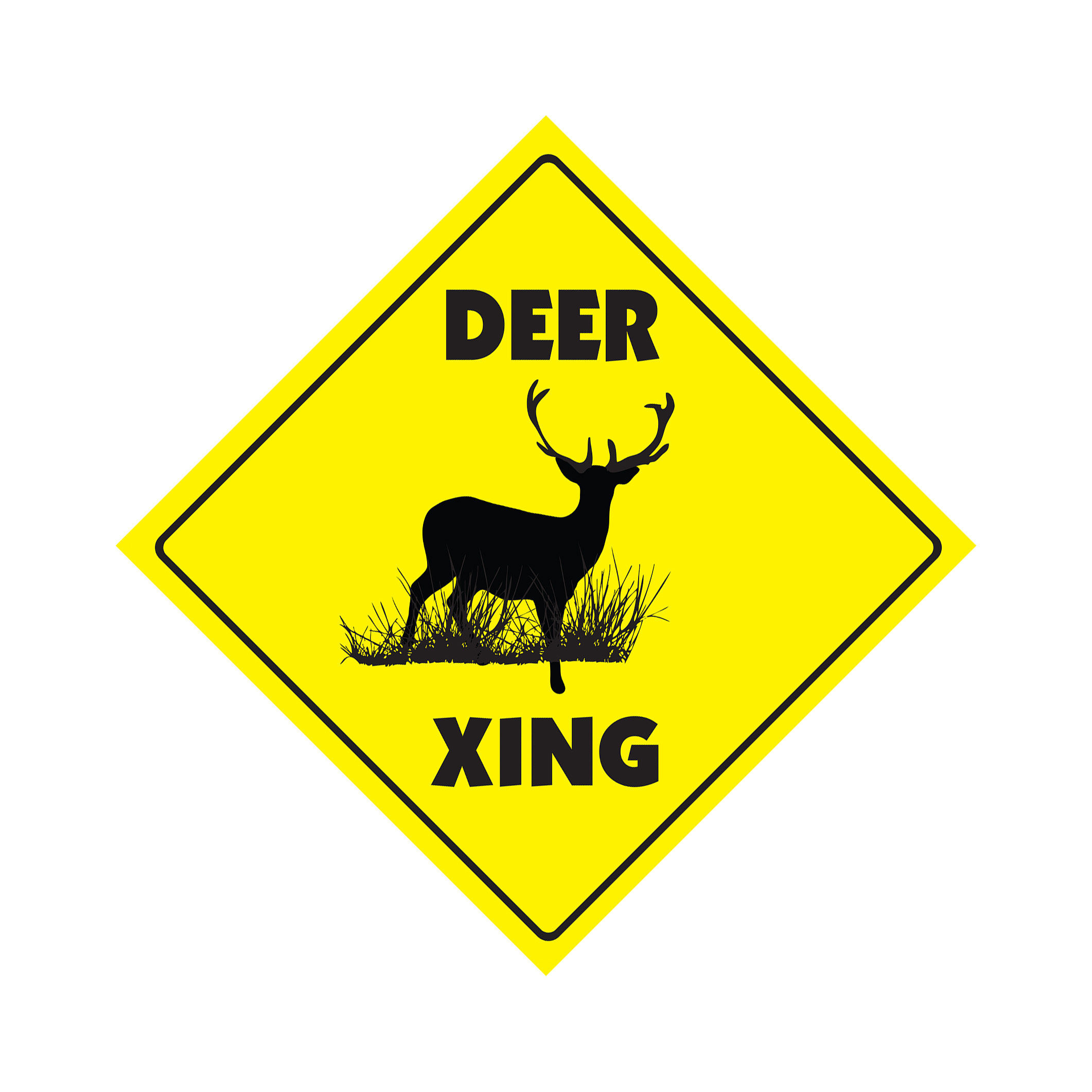 Deer Crossing Sign Zone Xing 14″ new buck doe hunter hunting caution gag funny