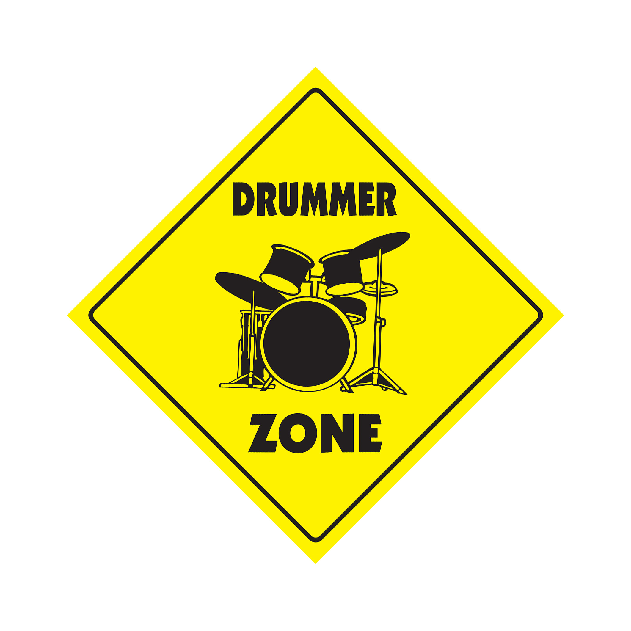 Drummer Crossing Plastic Sign Decal Zone Xing drum sticks musician band rock pla