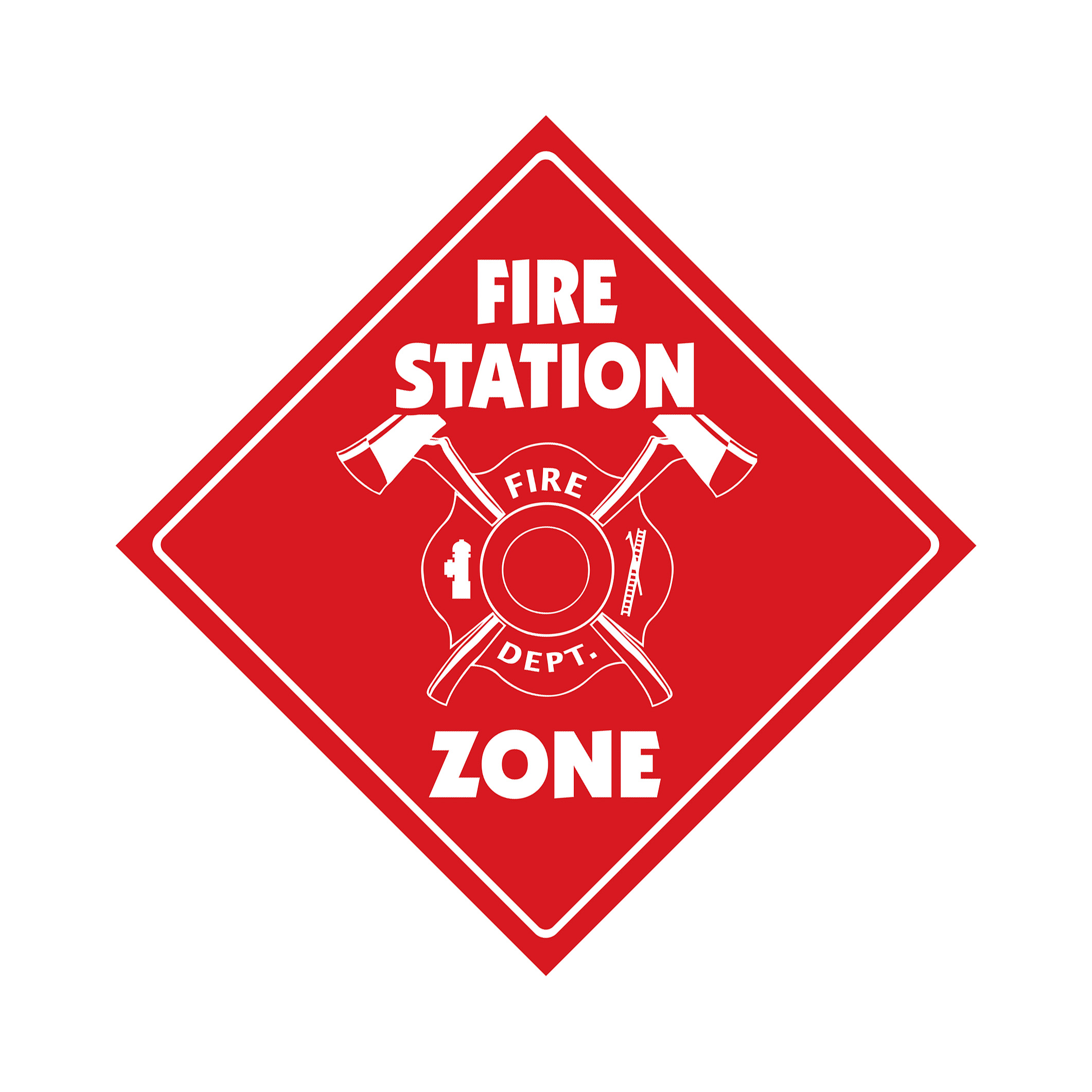 Fire Station Crossing Plastic Sign Decal Zone Xing chief fighter truck ladder ho