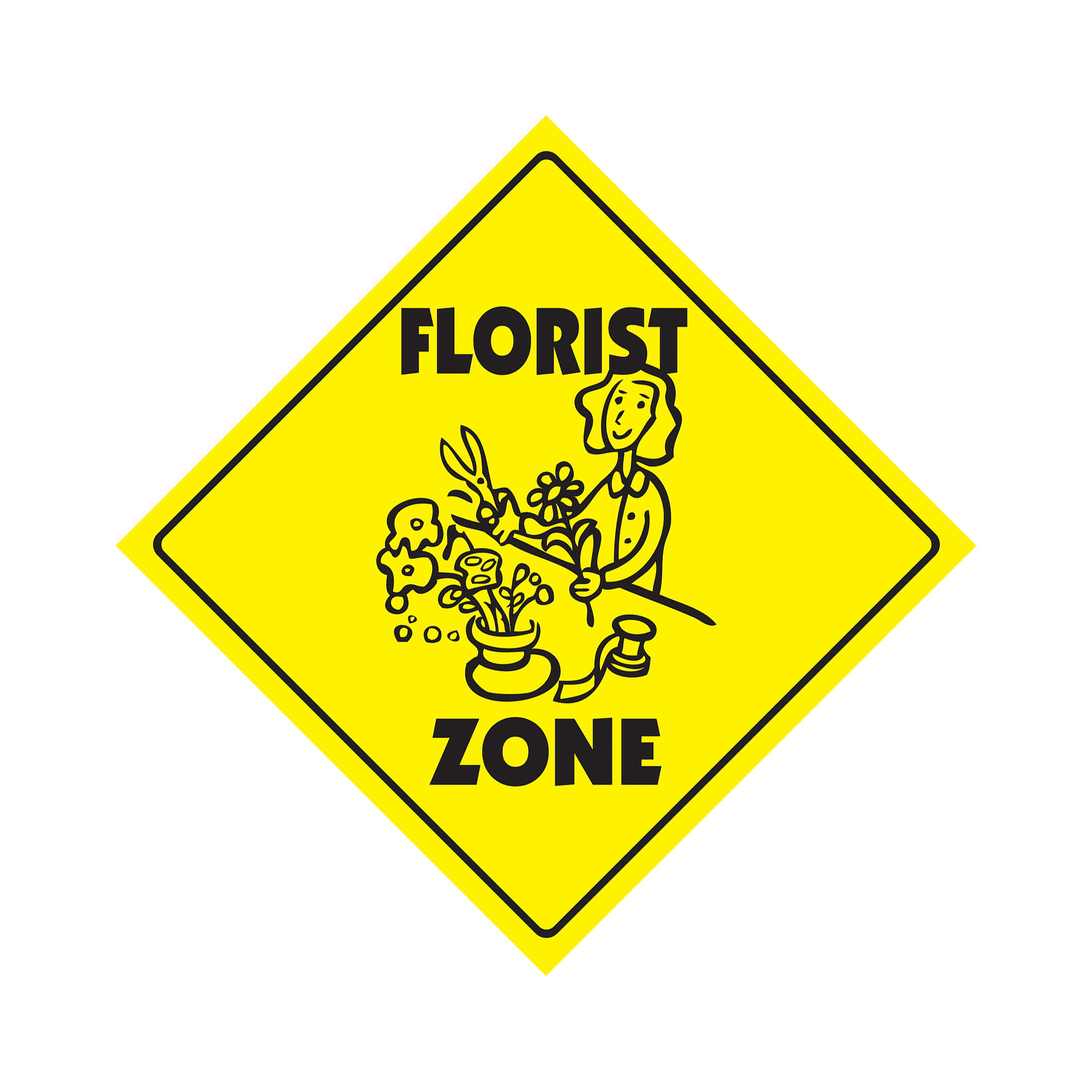 Florist Crossing Plastic Sign Decal Zone Xing flowers floral shop delivery roses