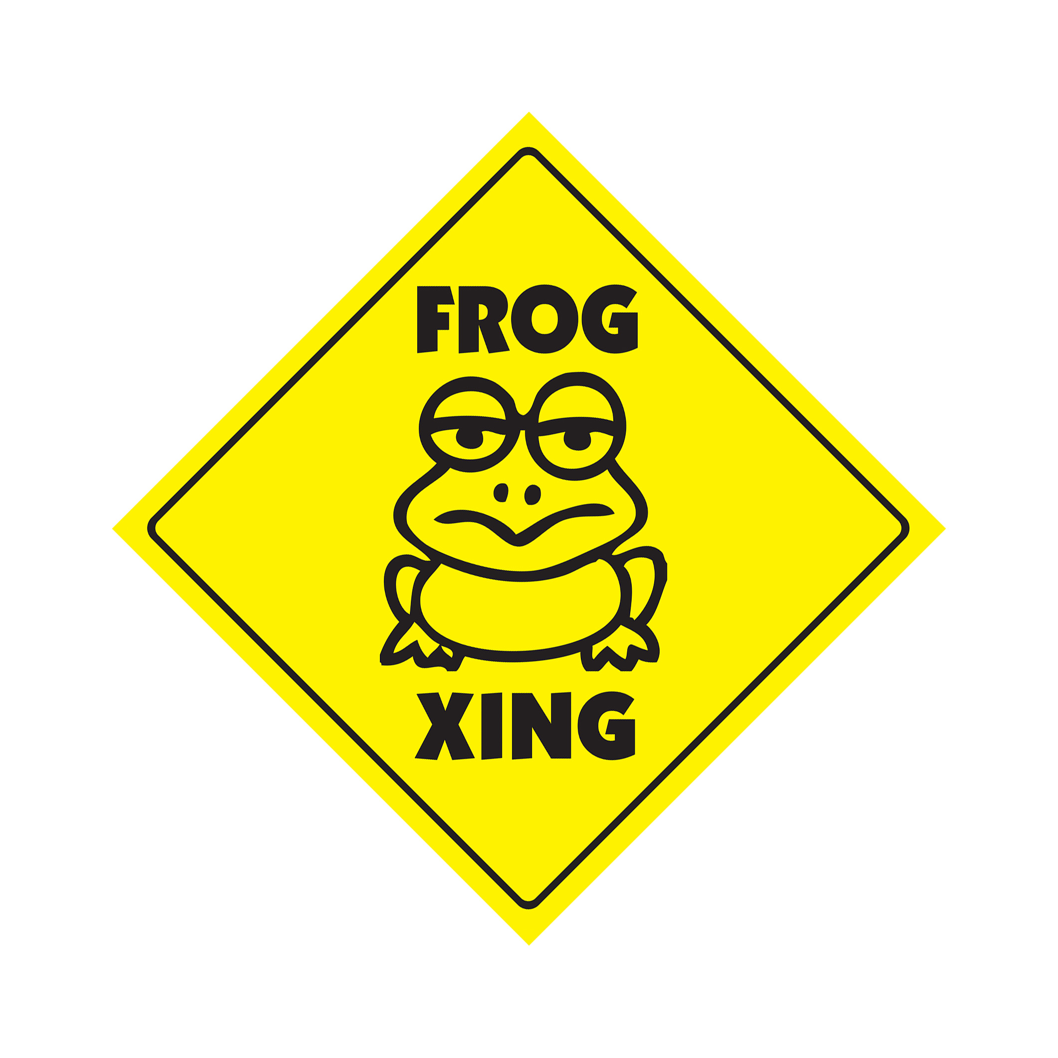 Frog Crossing Plastic Sign Decal Zone Xing frogs lover collector toad Kermit amp