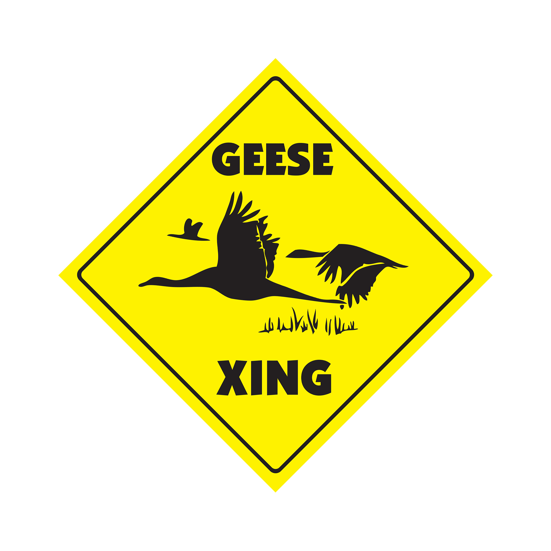 Geese Crossing Plastic Sign Decal Zone Xing Indoor Outdoor goose swan white blac