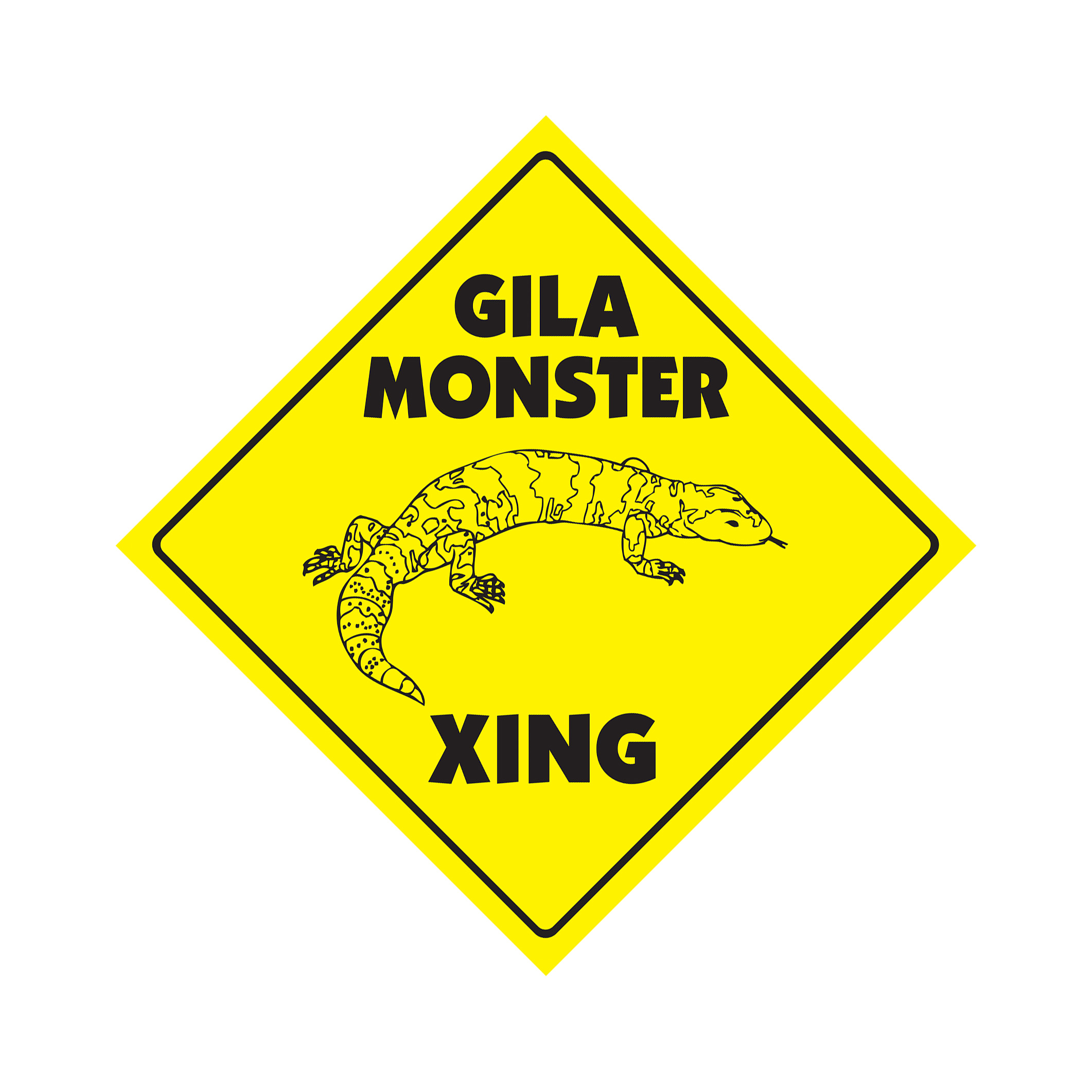 Gila Monster Crossing Plastic Sign Decal Zone Xing Tall lizard desert supplies