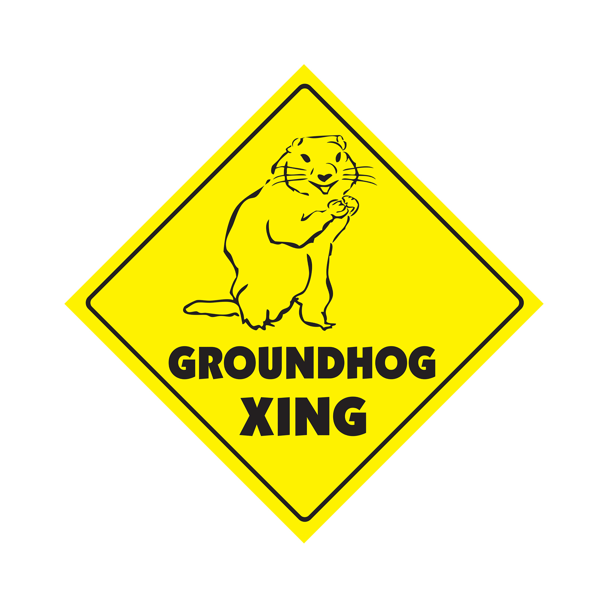 Groundhog Crossing Plastic Sign Decal Zone Xing ground hog day puxatawny phil