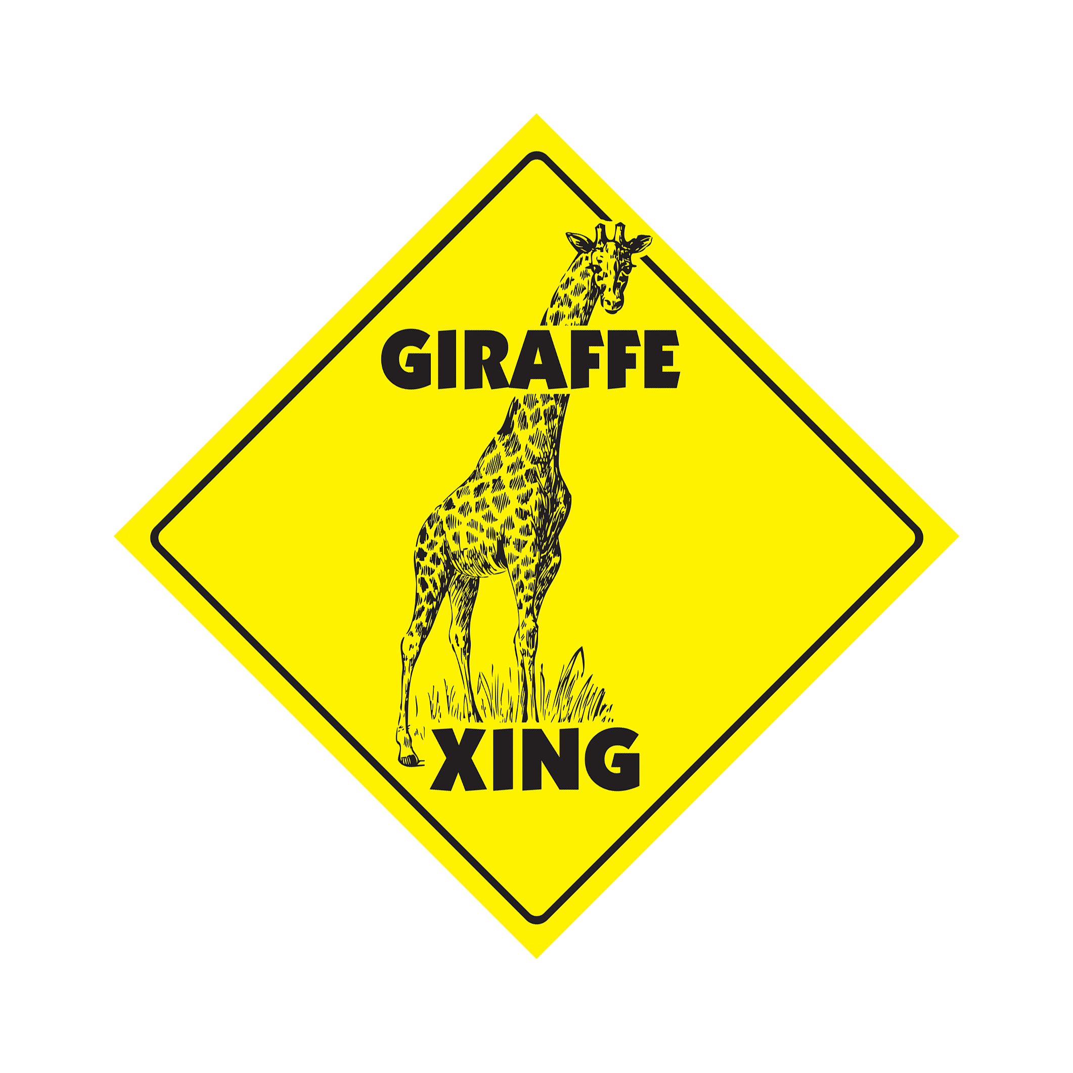 Giraffe Crossing Sign Zone Xing lover zoo animal wild Africa collector gag