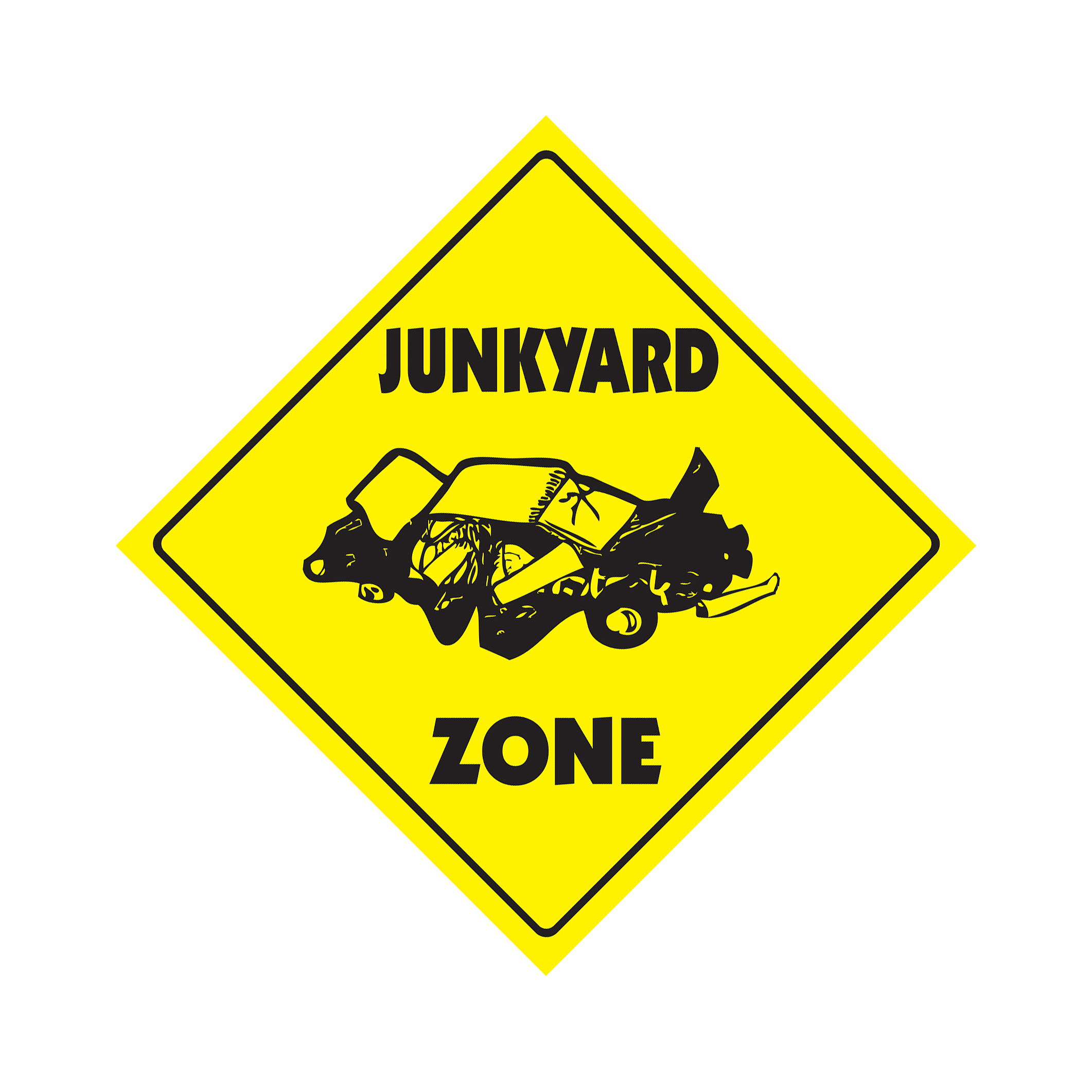 Junkyard Crossing Plastic Sign Decal Zone Xing junk yard cars truck sanford part