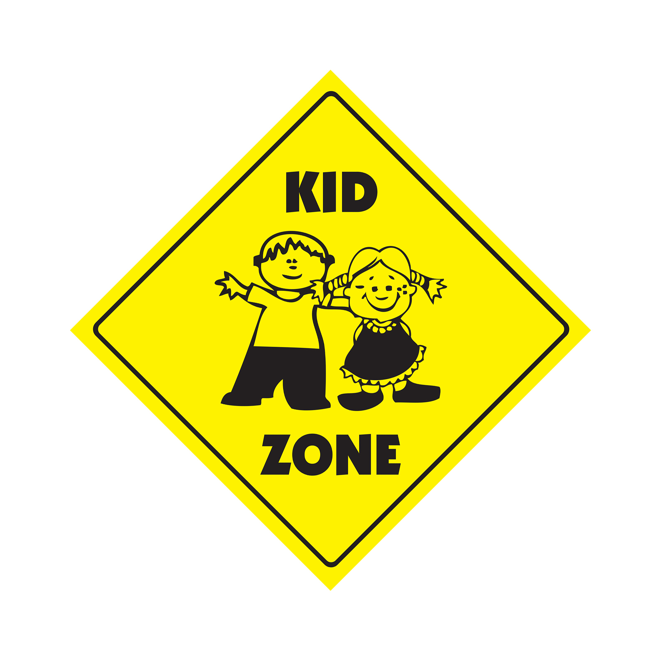 Kid Crossing Plastic Sign Decal Zone Xing children child play slow be safe cauti