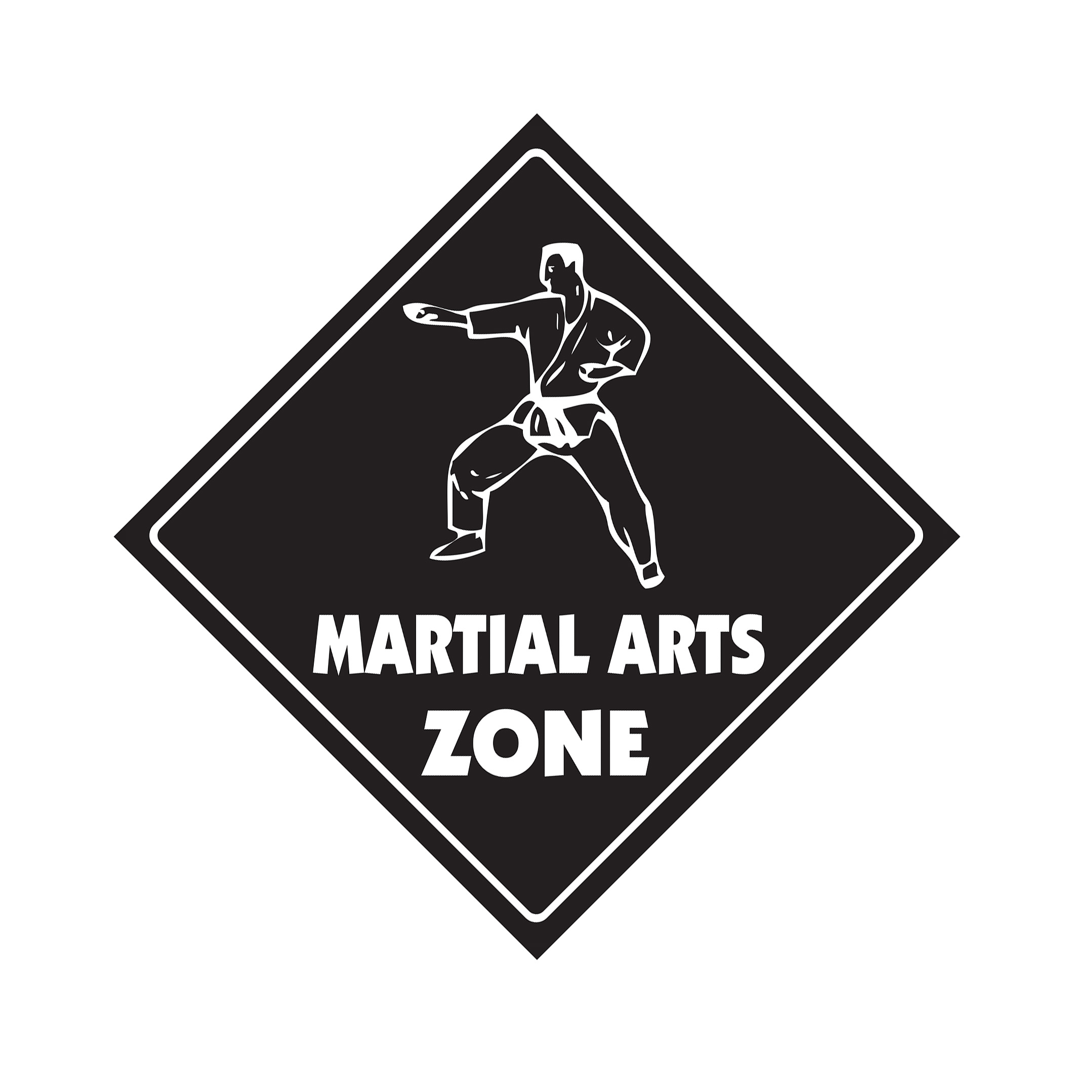 Martial Arts Crossing Plastic Sign Decal Zone Xing karate mma kick mat lessons