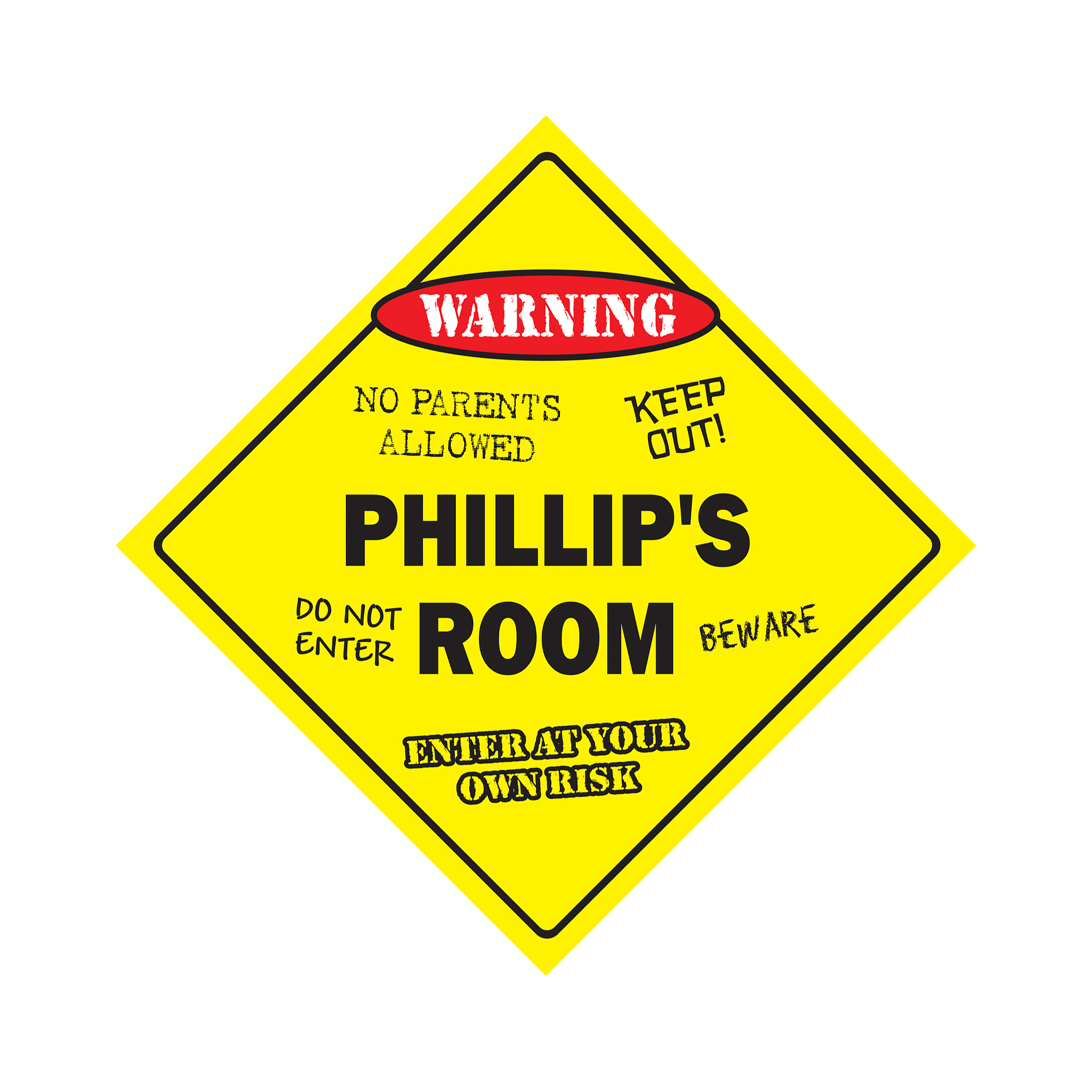Phillips Room Plastic Sign Decal Crossing Xing kids bedroom door children’s name