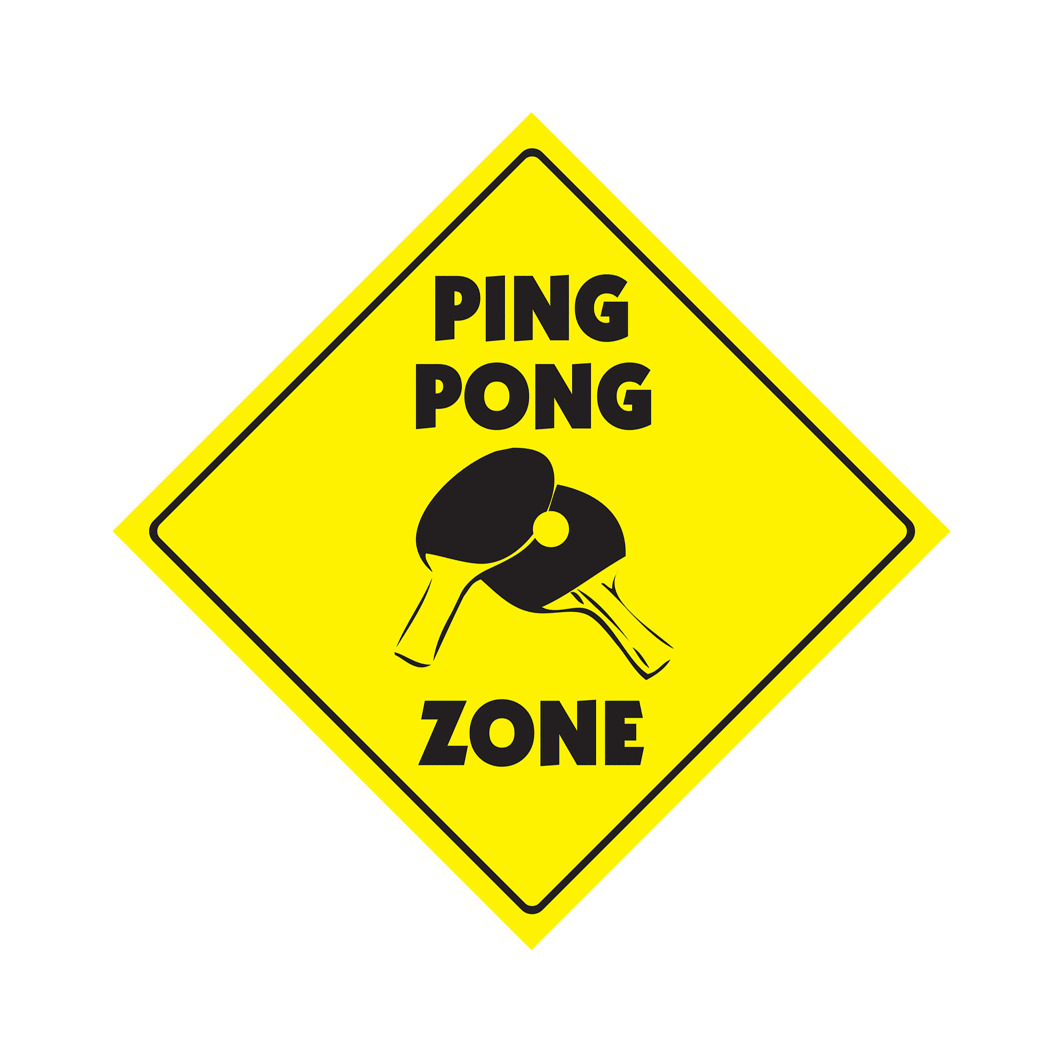 Pingpong-m Crossing Plastic Sign Decal Xing table tennis ball paddle play player
