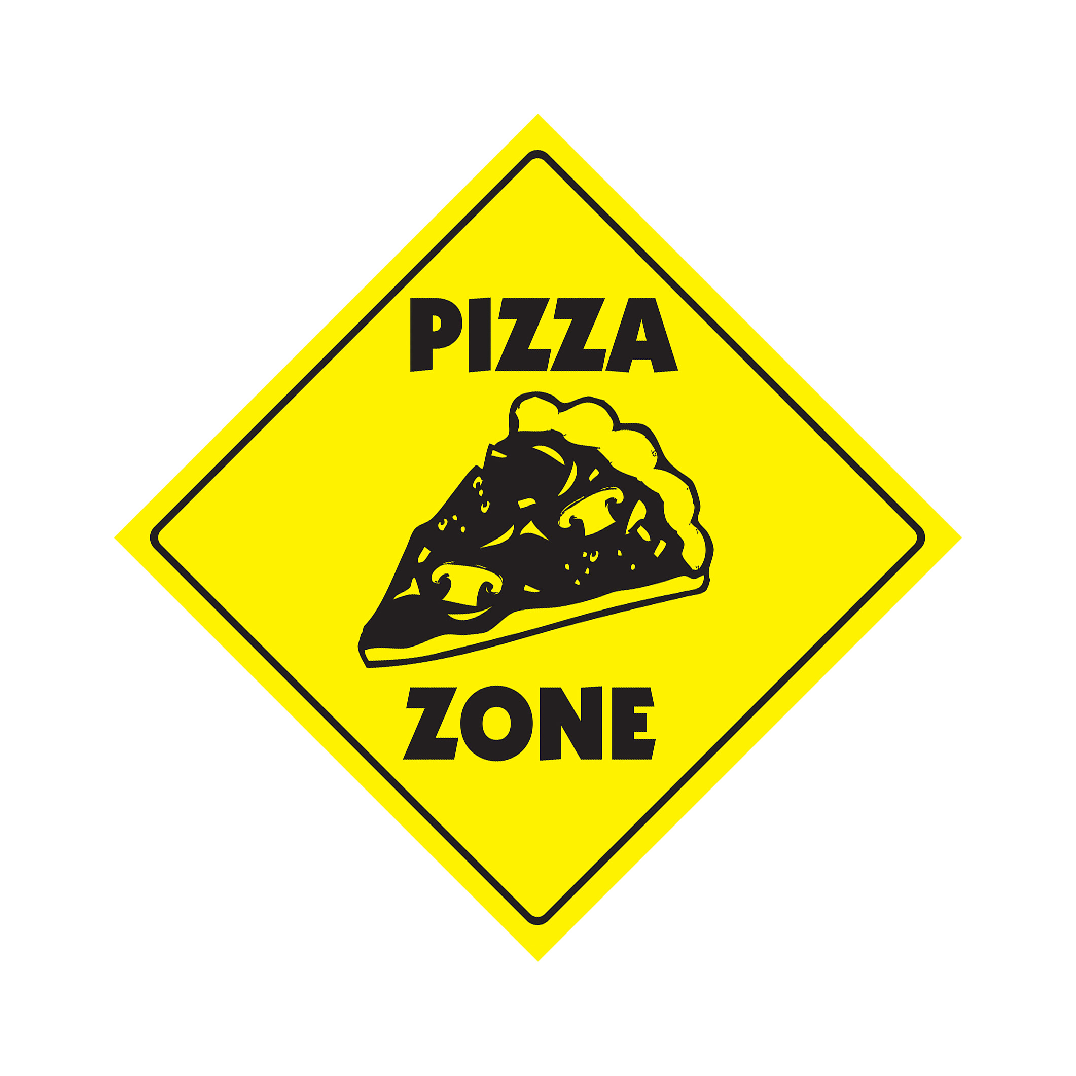 Pizza Crossing Plastic Sign Decal Zone Xing new parlor shop pizzeria restaurant