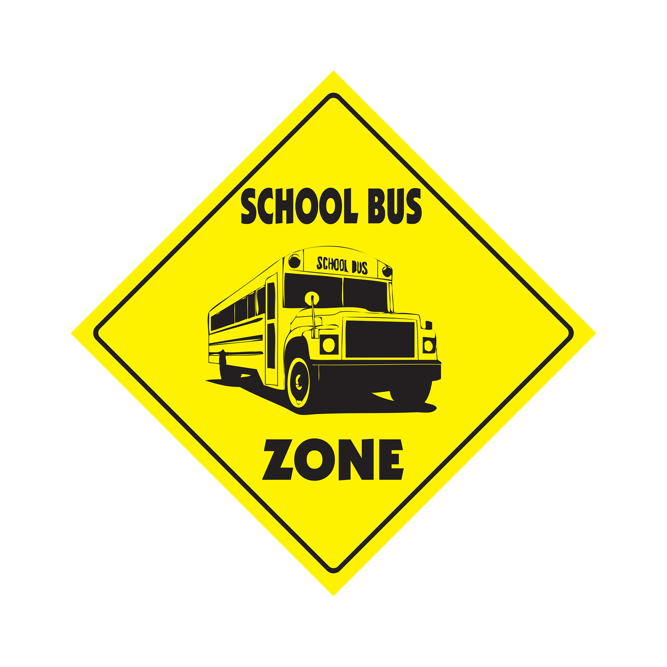 School Bus Crossing Plastic Sign Decal Zone Xing driver elementry schoolbus buss