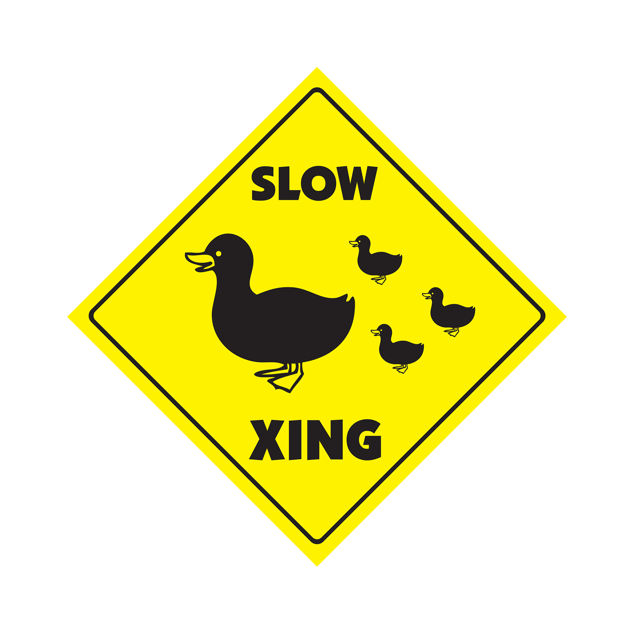 Slow Duck Crossing Plastic Sign Decal Zone Xing Tall swans geese hunter gunshot