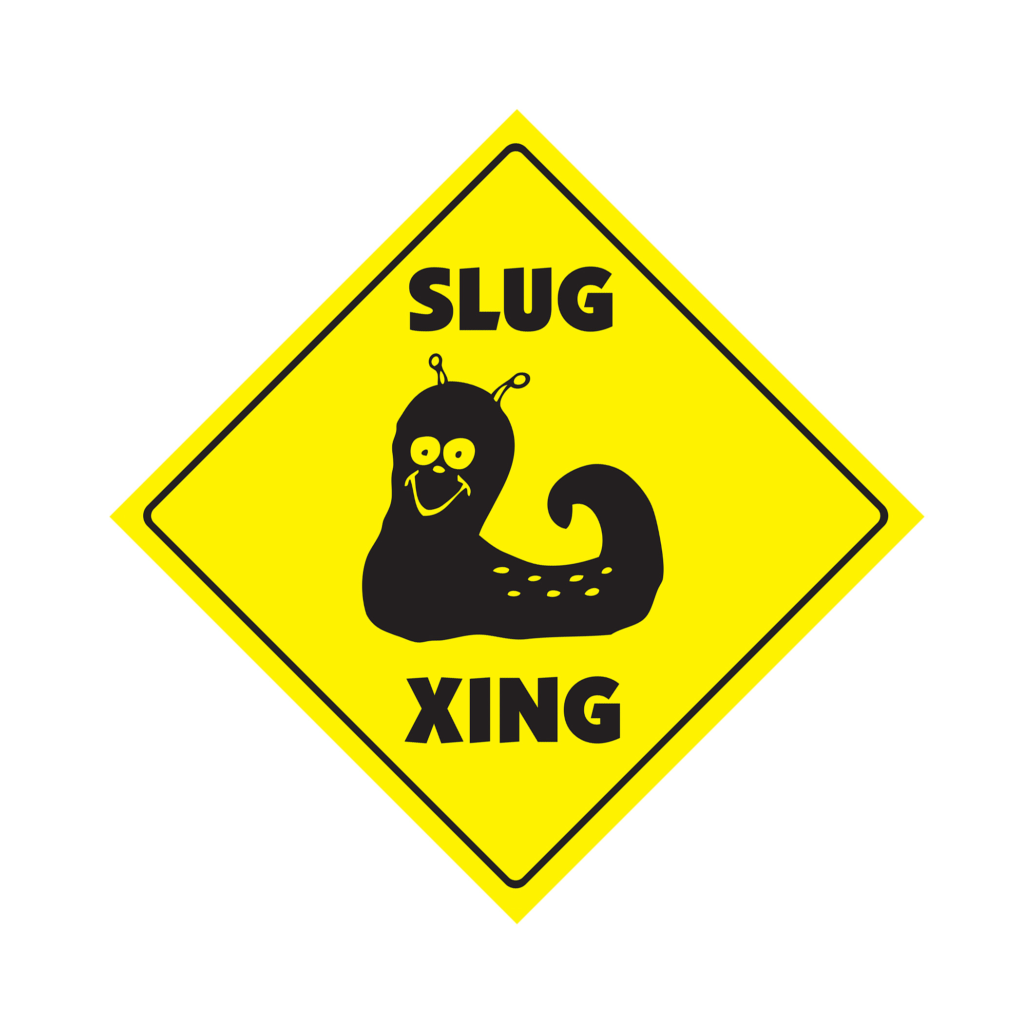 Slug Crossing Plastic Sign Decal Zone Xing Indoor Outdoor Tall garden snail bugs