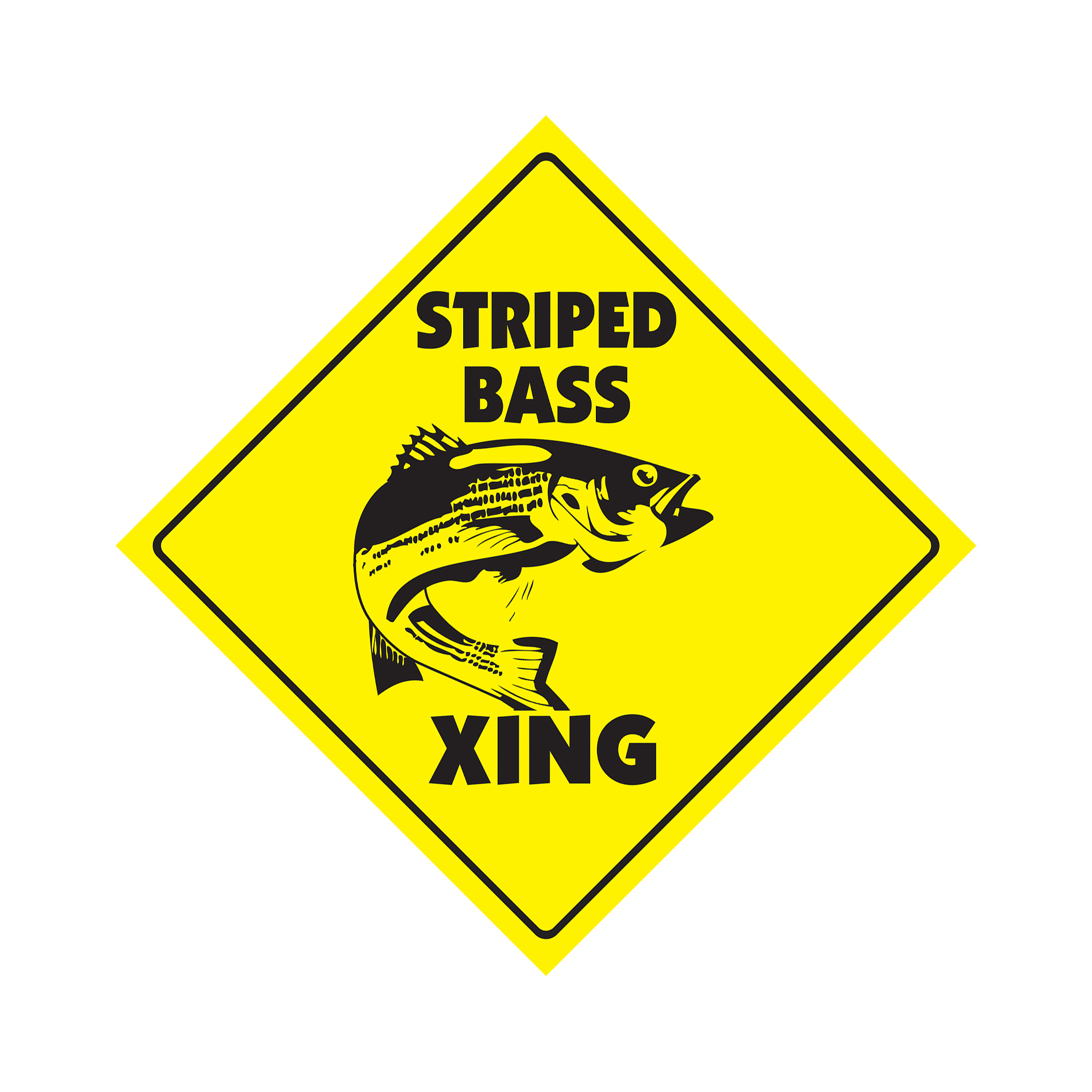 Striped Bass Crossing Plastic Sign Decal Zone Xing fishing boat fish rod lover f