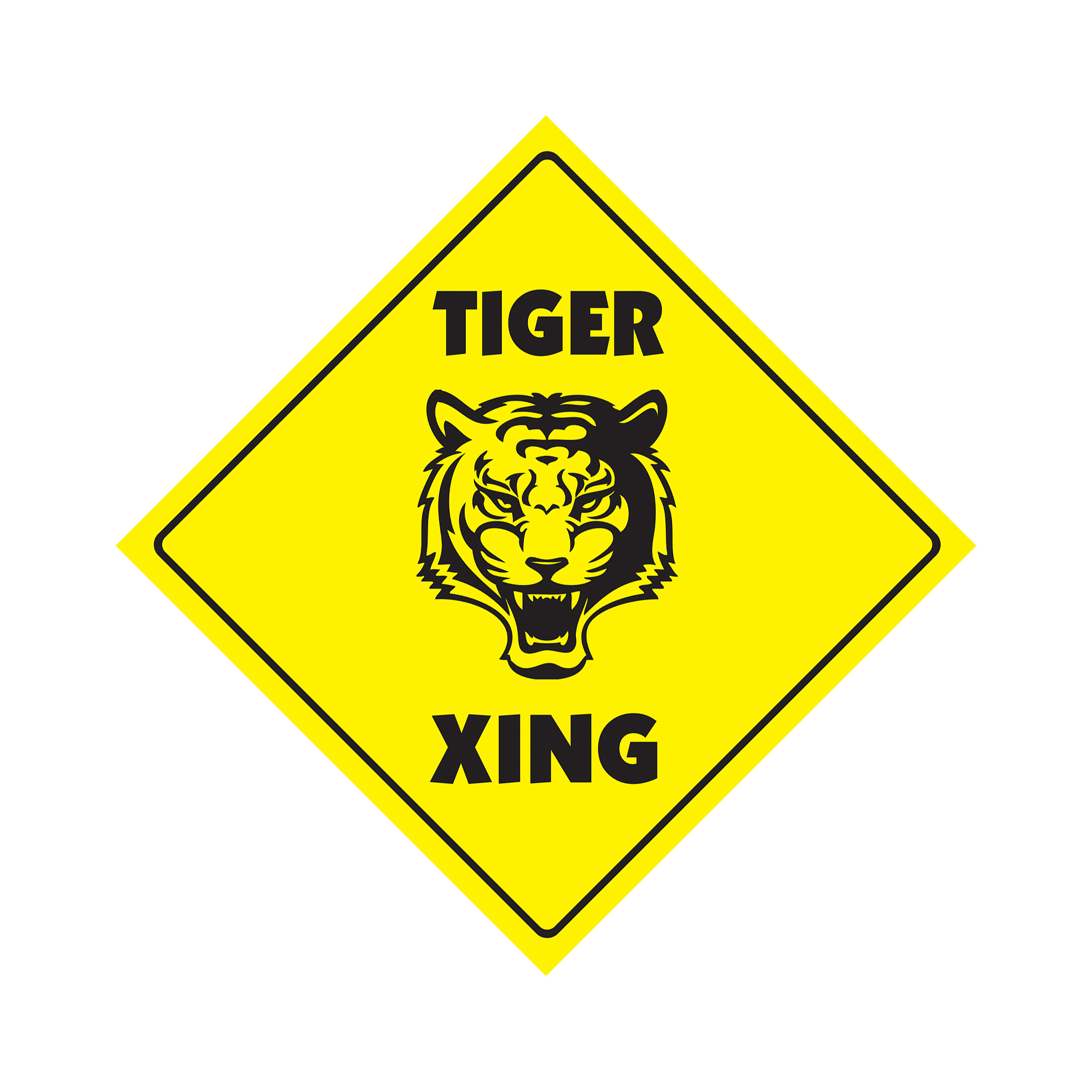 Tiger Crossing Sign Zone Xing animals gag funny hunter hunting African zoo