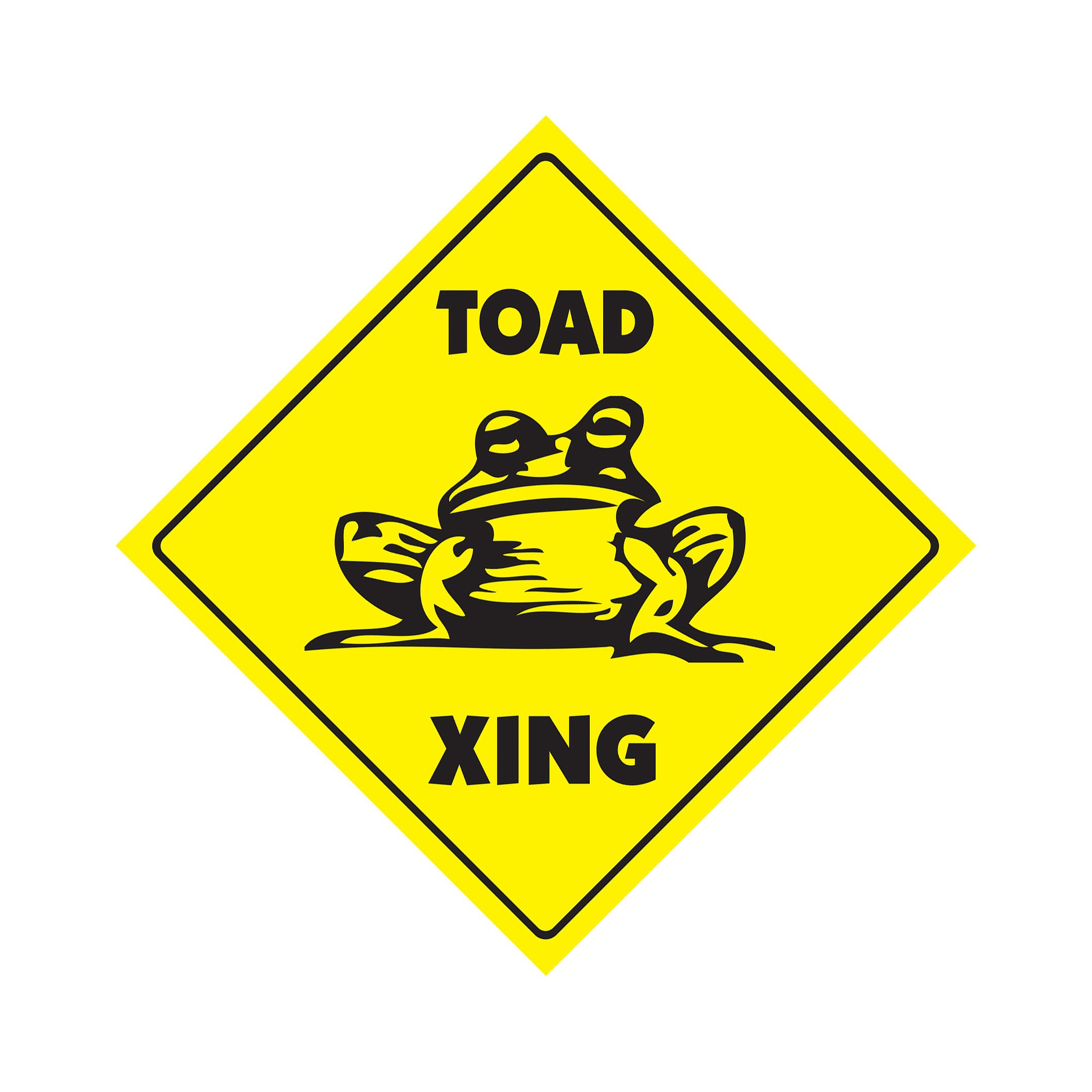 Toad Crossing Plastic Sign Decal Zone Xing lovers cage toads frog pet joke anima