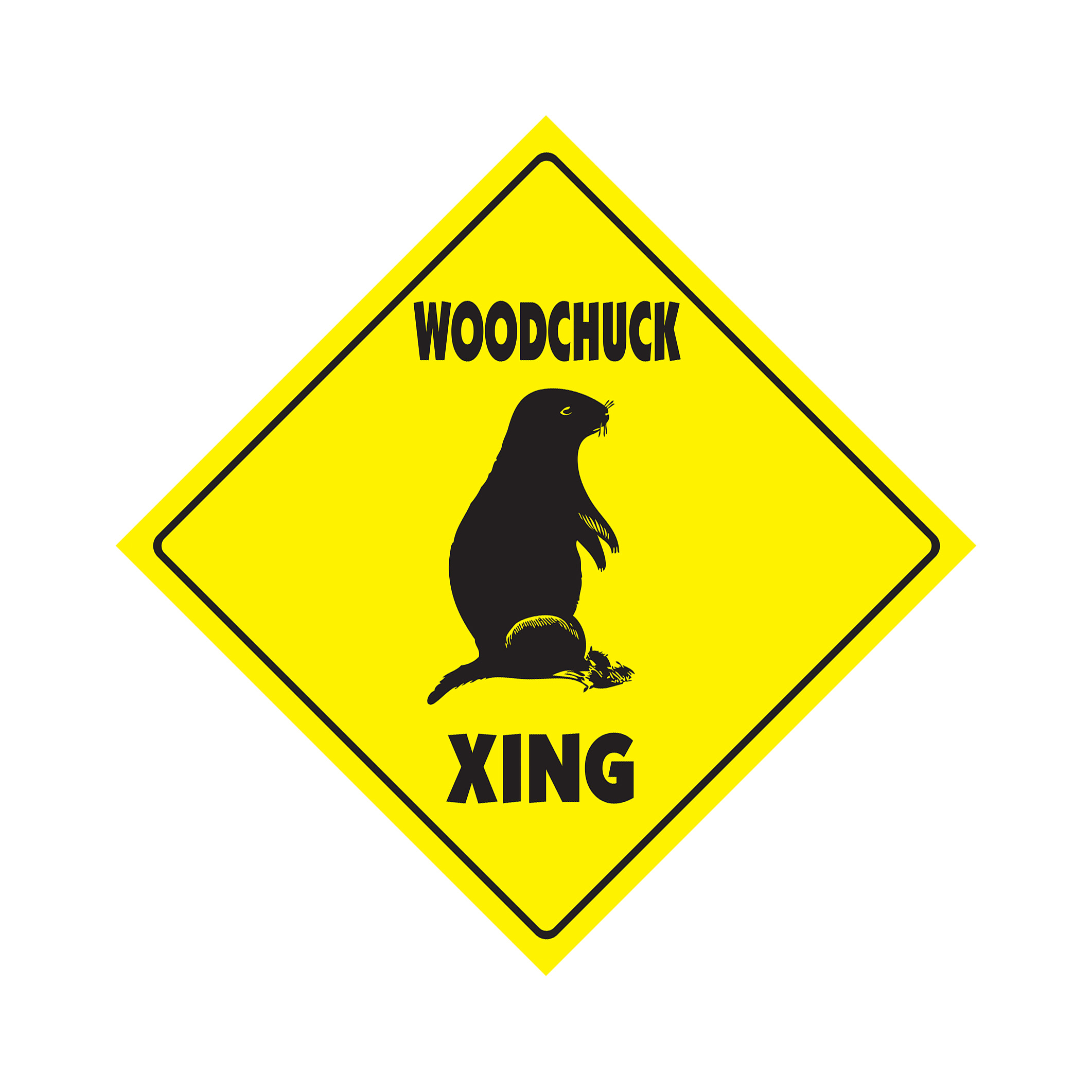 Woodchuck Crossing Plastic Sign Decal Zone Xing animals wood chuck wild groundho